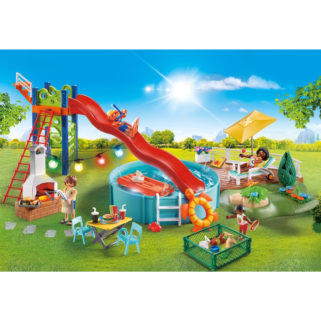 Playmobil® Konstruktions-Spielset »Poolparty mit Rutsche (70987), City Life«, (159 St.)