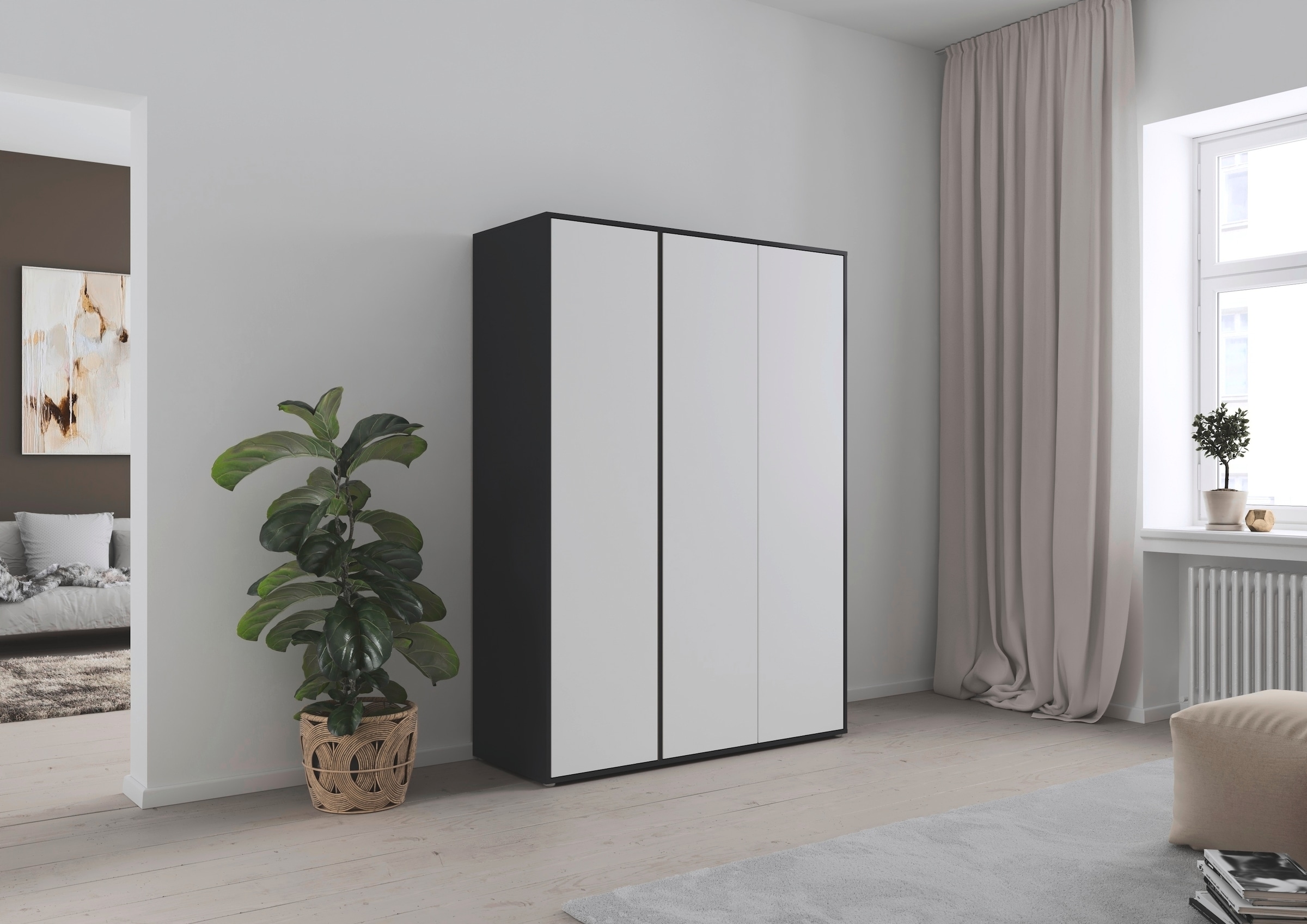rauch Drehtürenschrank »Kleiderschrank Schrank Garderobe Wäscheschrank NABILA viel Stauraum«, (in 3 verschiedenen Ausstattungen BASIC/CLASSIC/PREMIUM), in 2 Breiten mit Push-to-Open Funktion TOPSELLER MADE IN GERMANY