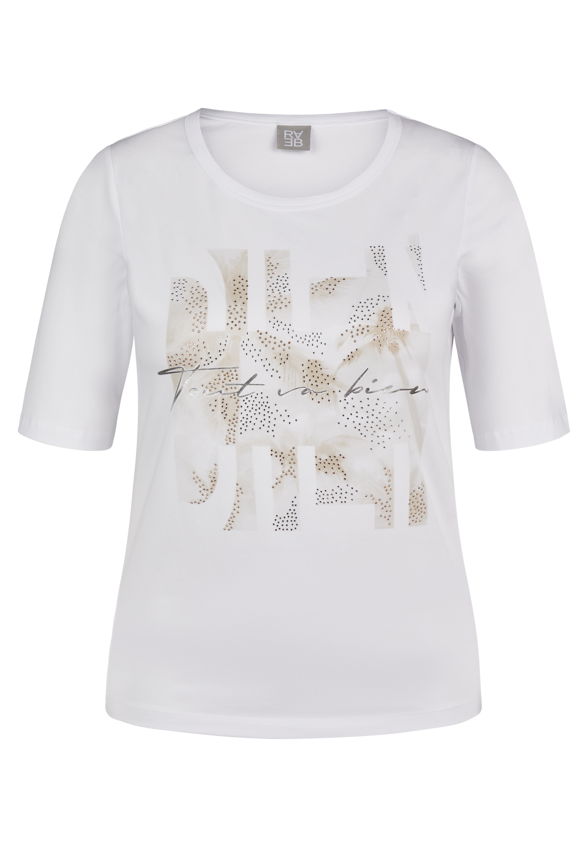 Rabe Rundhalsshirt, mit Glitzer-Print und Stretch