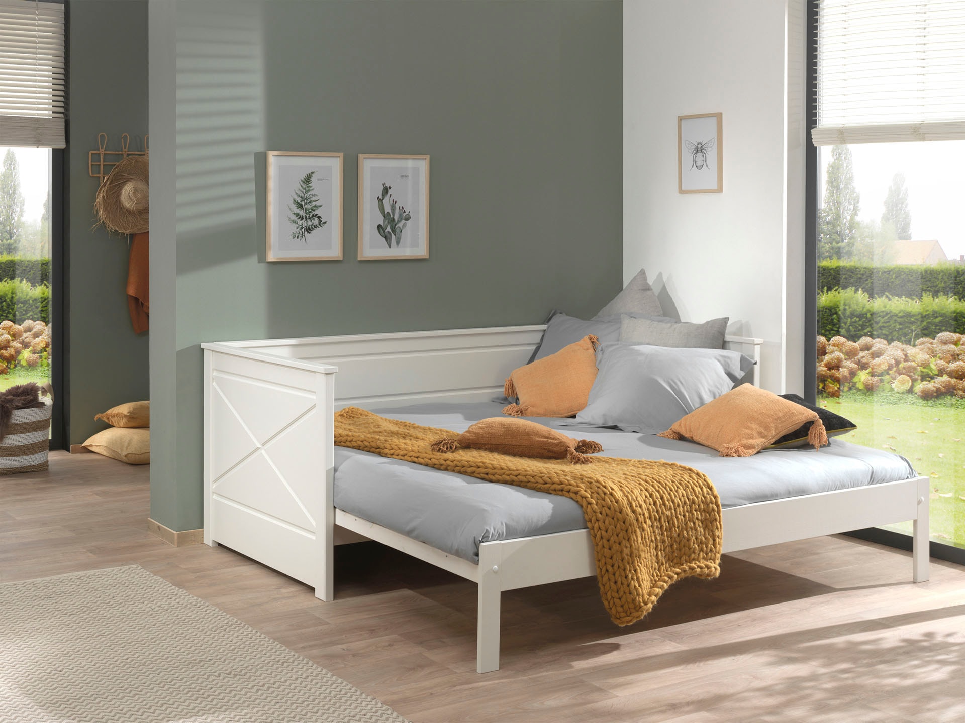 Vipack Bett »Vipack Pino«, (Made in Europe), Kojenbett LF 90x200 cm, ausziehen auf 180x200 cm, Ausf. Weiß lackiert