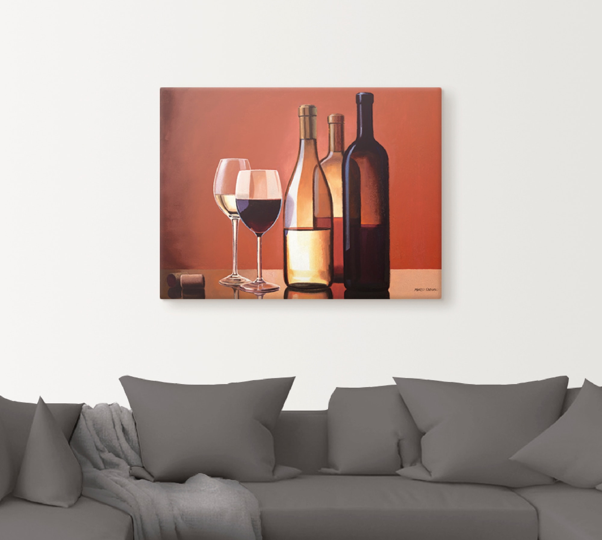 Artland Wandbild »Wein Trio«, Getränke, (1 St.), als Leinwandbild, Wandaufkleber oder Poster in versch. Größen