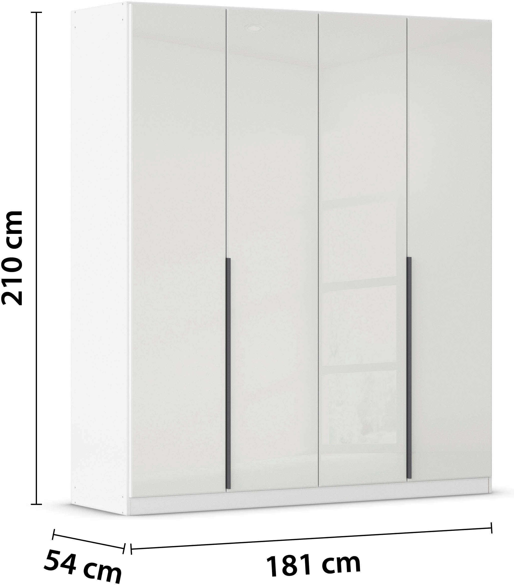 rauch Drehtürenschrank »Kleiderschrank Kleiderschränke Schrank Garderobe AGORDO mit Glasfront«, (in zwei Griff-Farben), durchdachte Innenausstattung, in 6 Breiten und 2 Höhen MADE IN GERMANY