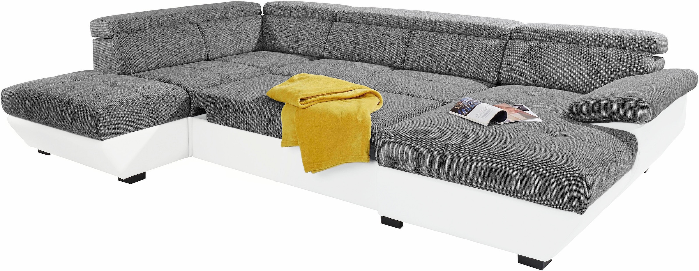 COTTA Polstergarnitur »Speedway U-Form«, (Set), Set bestehend aus: Wohnlandschaft mit Kopfteilverstellung & Hocker