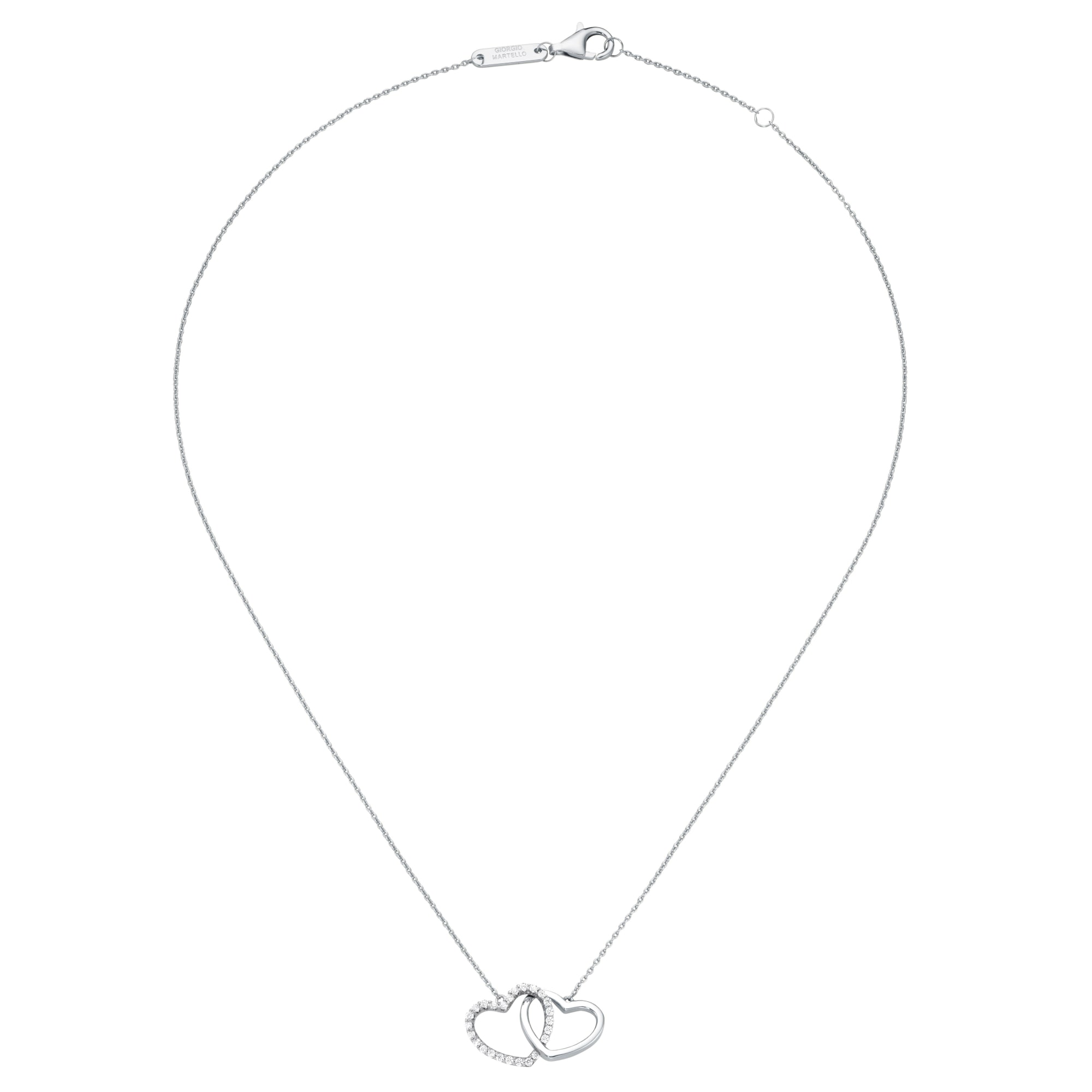 GIORGIO MARTELLO MILANO Collier »Collier zwei Herzen, mit weißen Zirkonia, Silber 925«