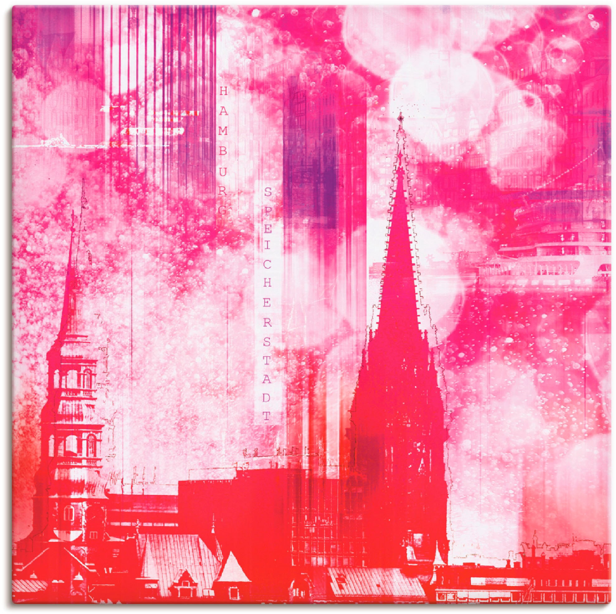 Artland Wandbild »Hamburg Collage III«, Architektonische Elemente, (1 St.), in vielen Größen & Produktarten -Leinwandbild, Poster, Wandaufkleber / Wandtattoo auch für Badezimmer geeignet