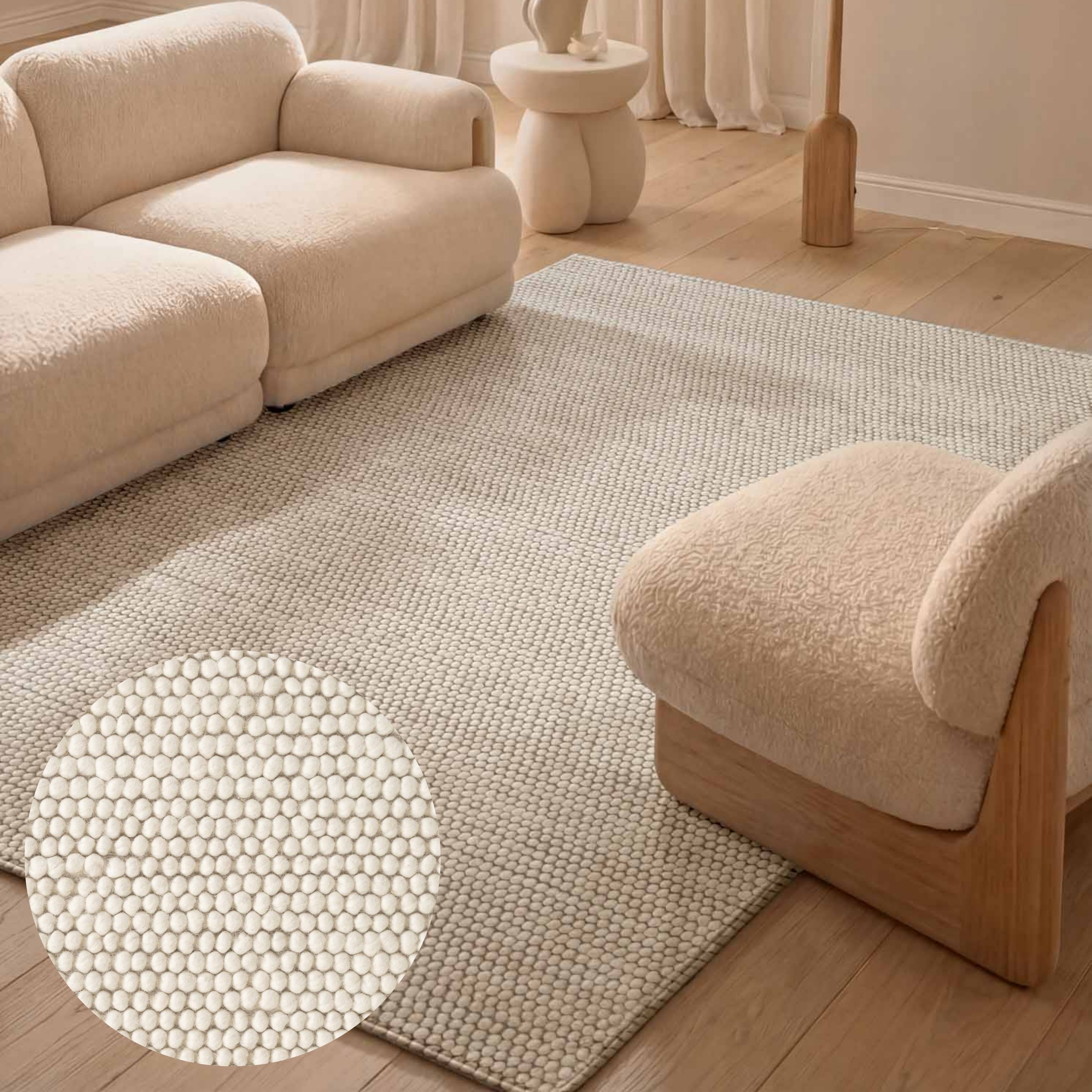 Ted Baker Wollteppich »Diana« rechteckig 16 mm Höhe Wolle, Natur, Handgemacht, Wohnzimmer, Esszimmer, Schlafzimmer, Skandi