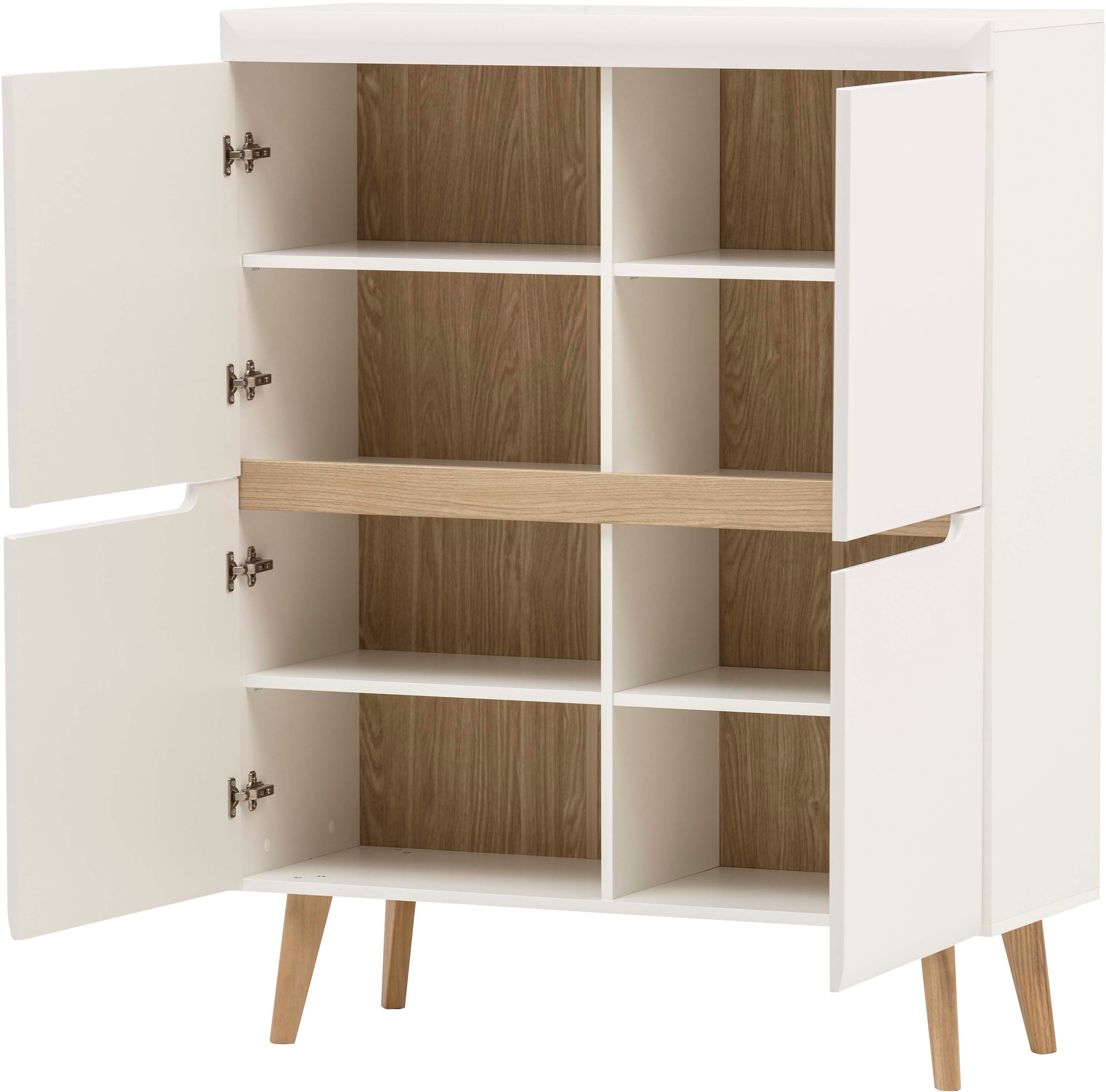 Home affaire Garderoben-Set »Torge, Garderobe mit Stauraum, Garderobenschrank im Scandic Design«, (Set, 2 St.), enthält Highboard und Garderobe mit Spiegel, in zwei Farben