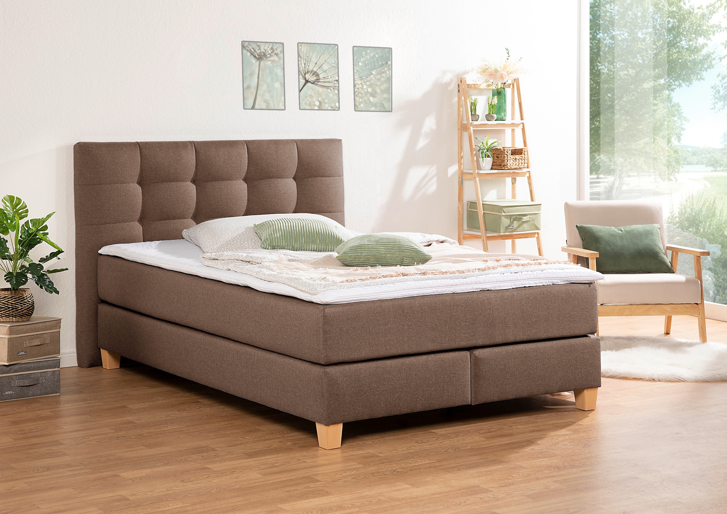Home affaire Boxspringbett »Moulay«, inkl. Topper, in Überlänge 220 cm, 3 Härtegrade, auch in H4