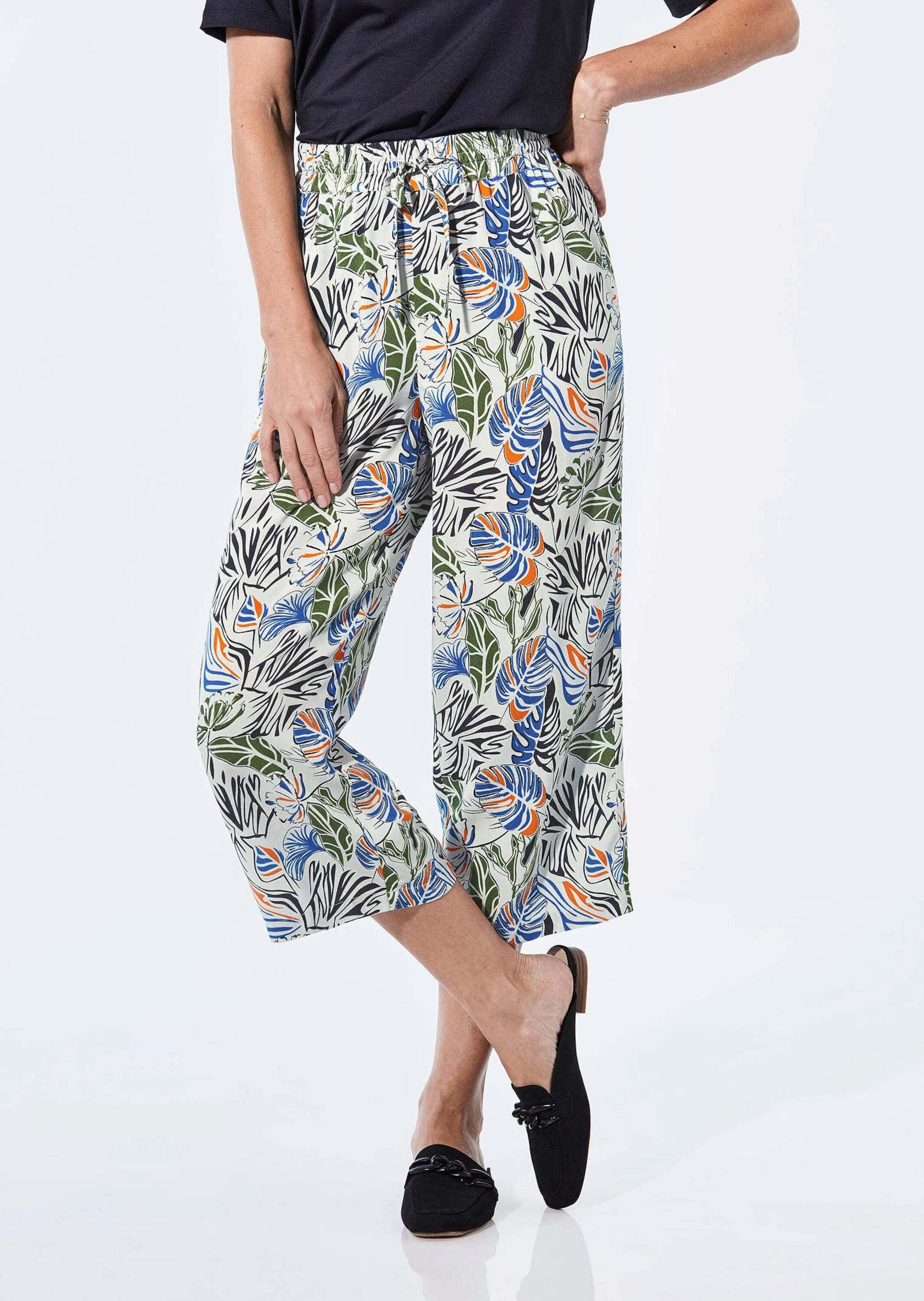 GOLDNER Schlupfhose »Midi-Hose floral mit weitem Bein«