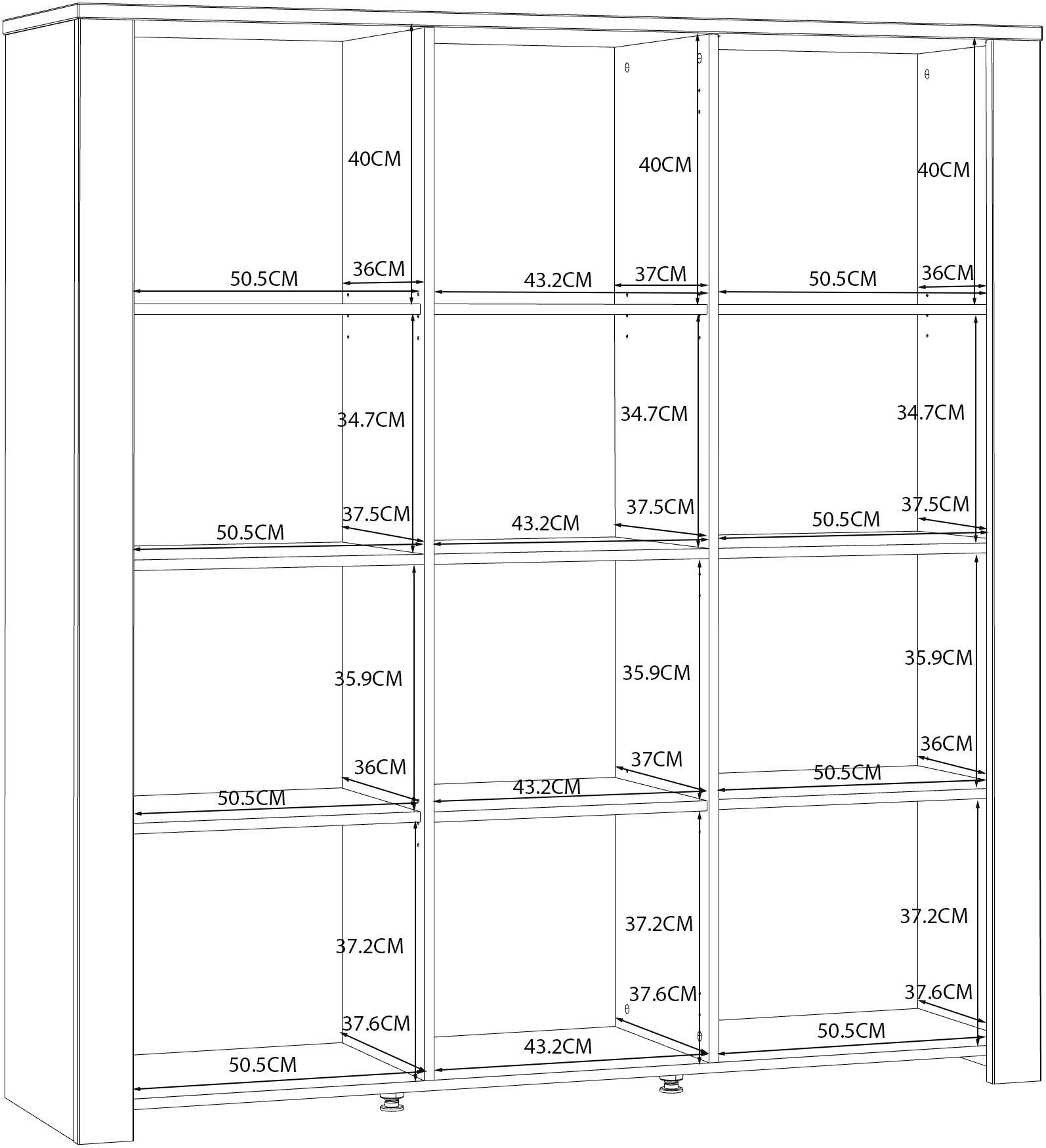 FORTE Highboard »Bohol, großes Highboard 2, Glastüren, viel Stauraum« B/H/T 151,1/160,6/42 cm Beleuchtung optional bestellbar
