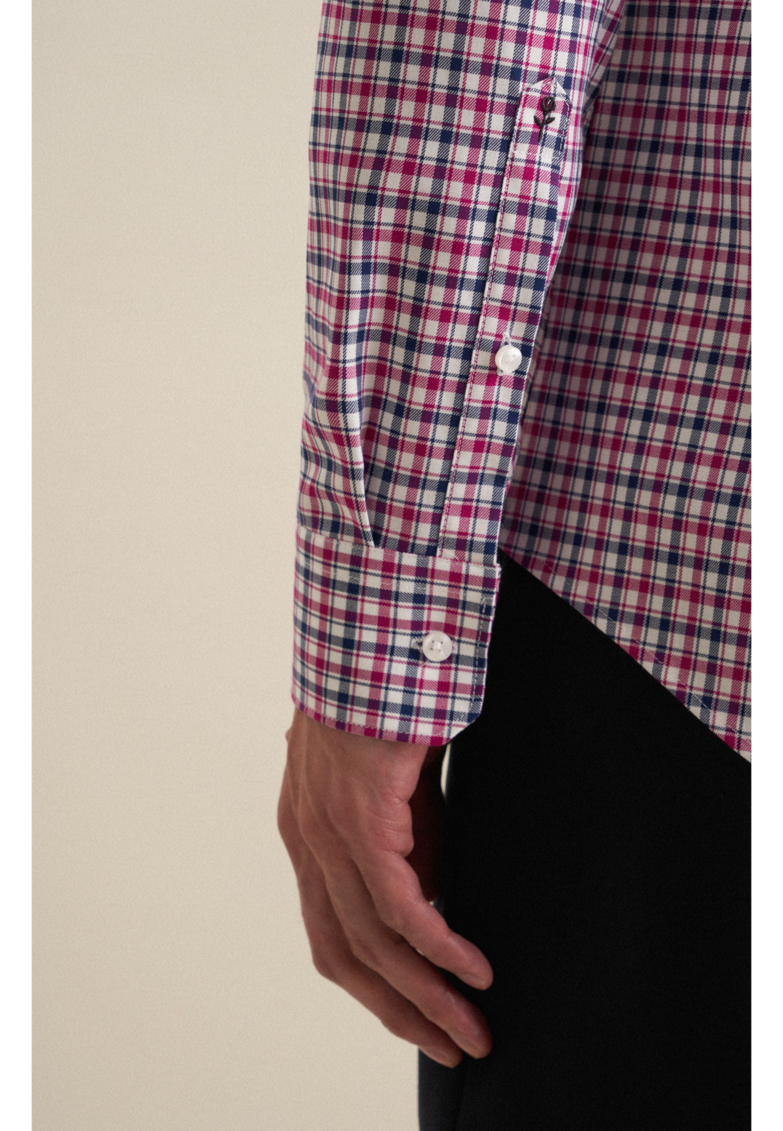 seidensticker Businesshemd »Slim«, Slim Langarm Button-Down-Kragen Karo