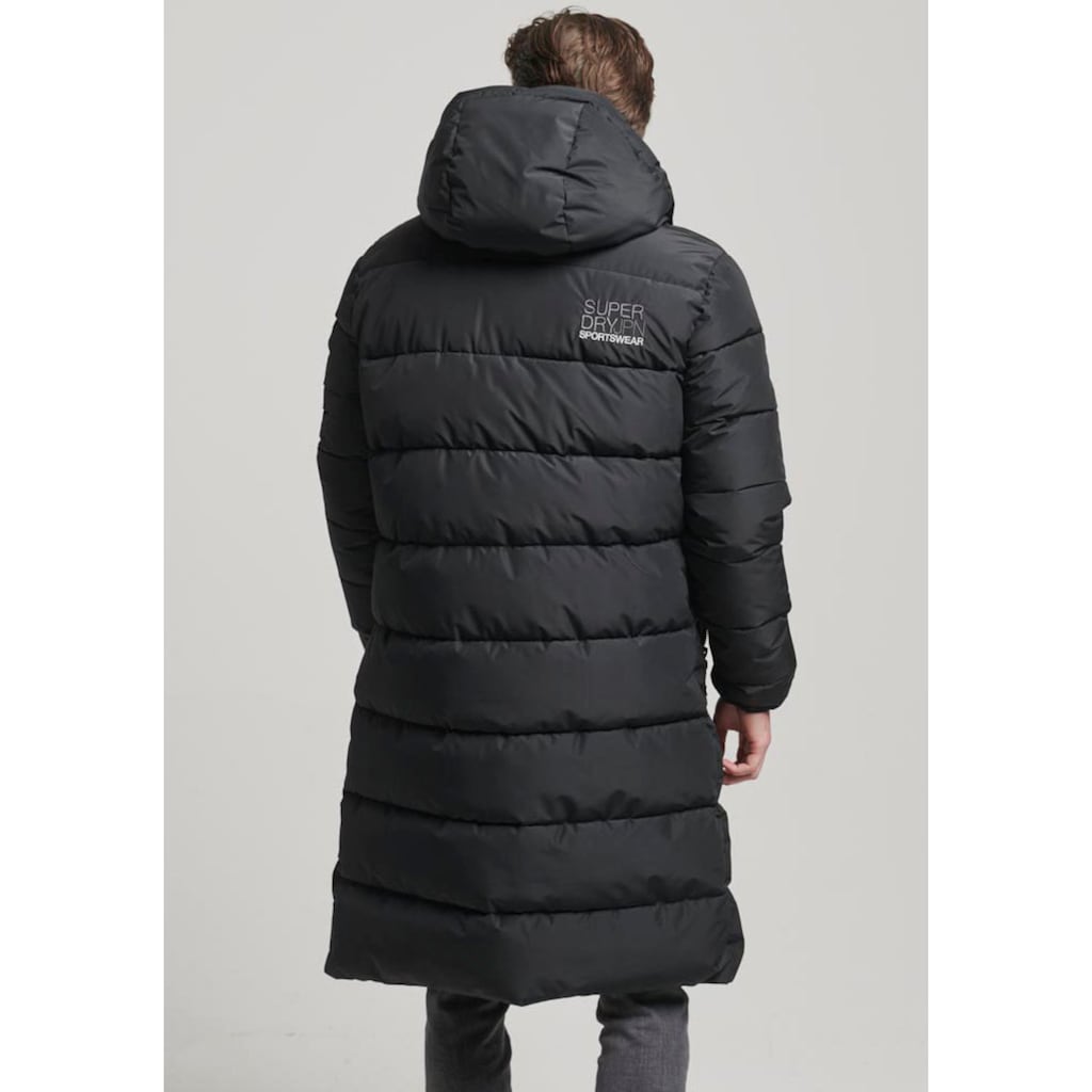 Superdry Steppjacke »HOODED LONGLINE SPORTS PUFFER«, mit Kapuze