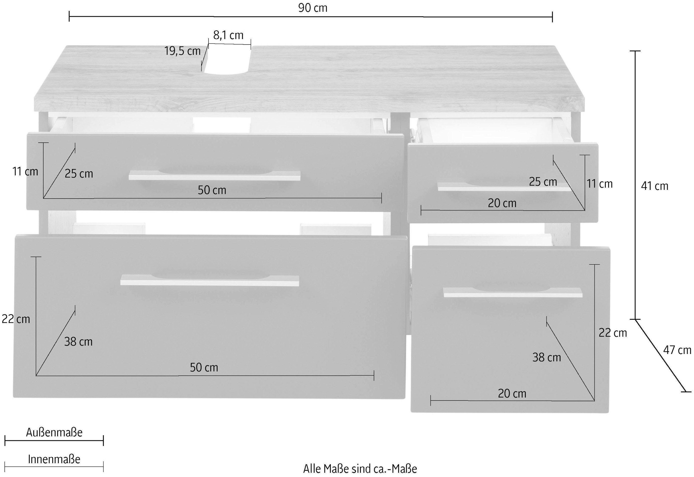welltime Waschbeckenunterschrank »Davos«, Breite 90 cm