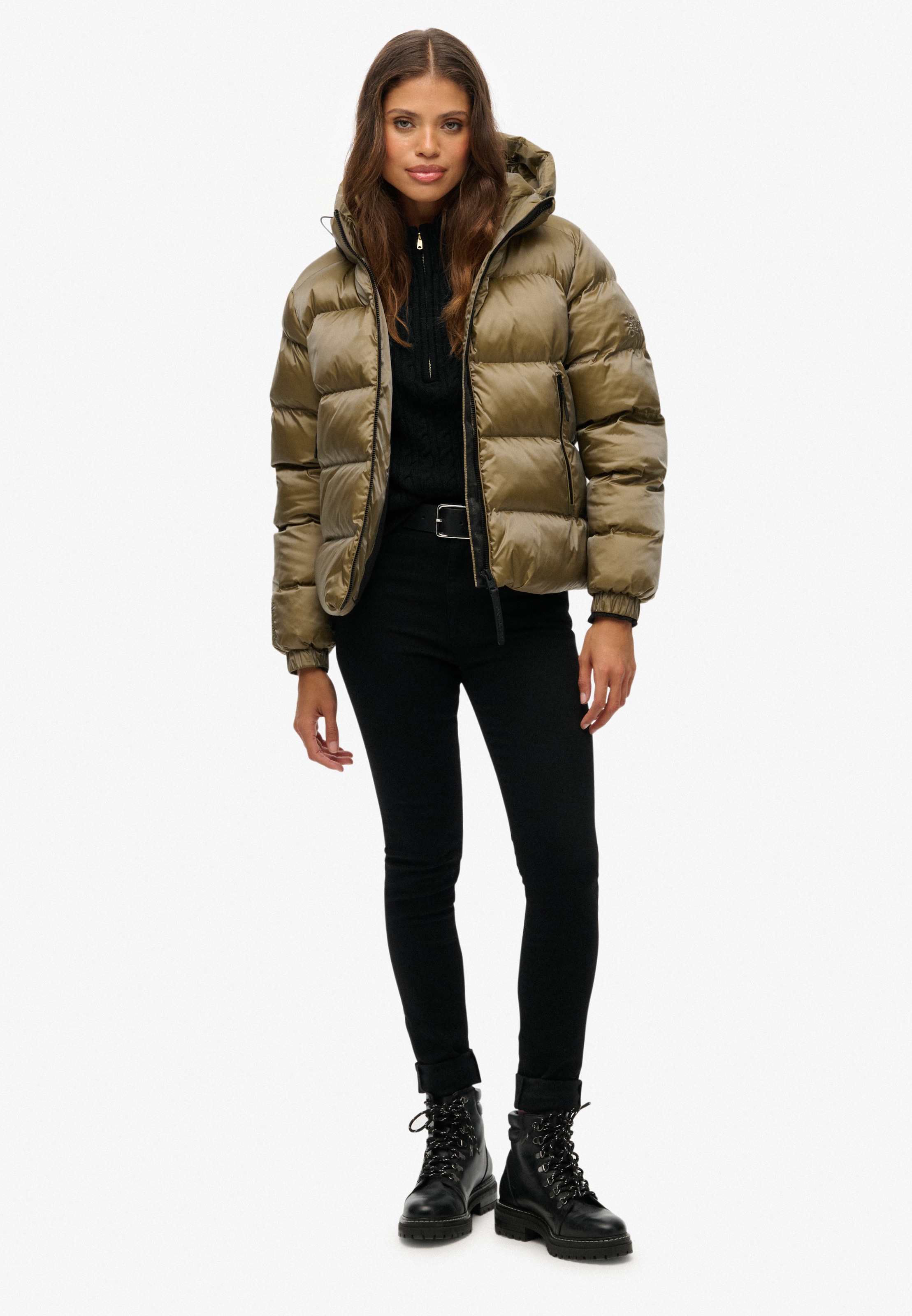 Superdry Steppjacke »HOODED LUXE SPORTS PUFFER«, mit Kapuze