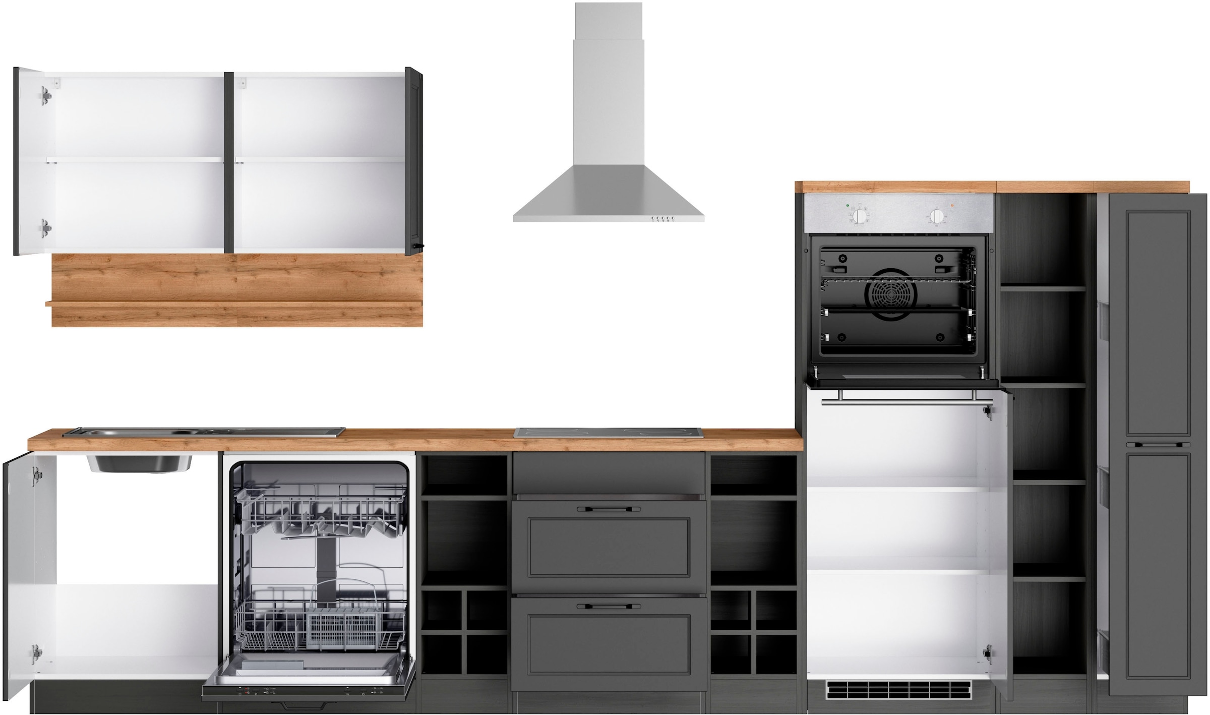 KOCHSTATION Küchenzeile »KS-Lana« 360 cm breit, wahlweise mit oder ohne E-Geräte