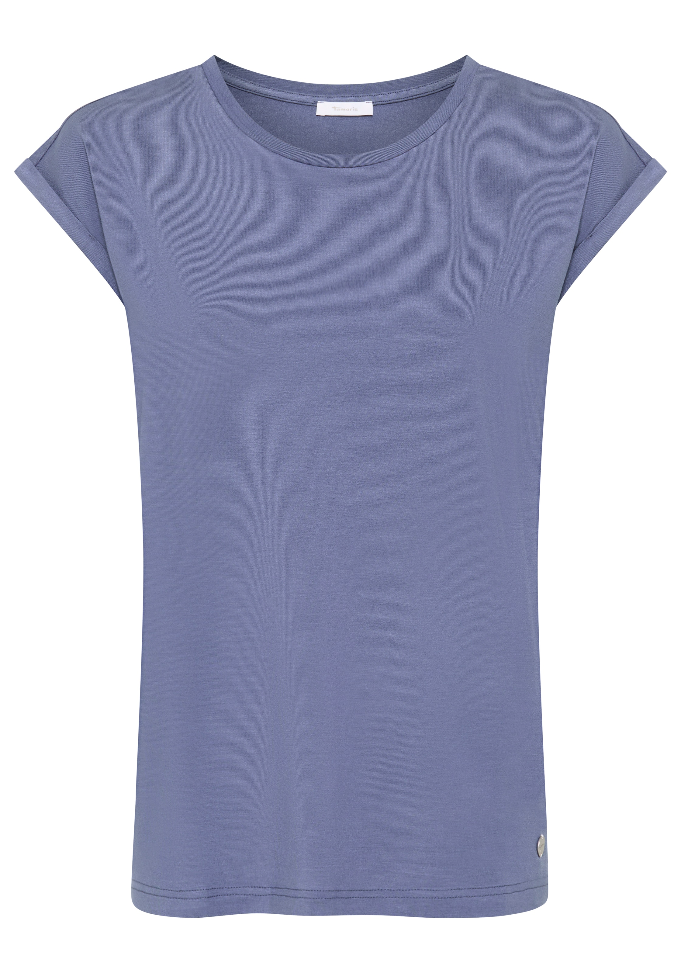 Tamaris T-Shirt Regular Fit, mit überlappenden Schultern, Kurzarm mit Aufschlag