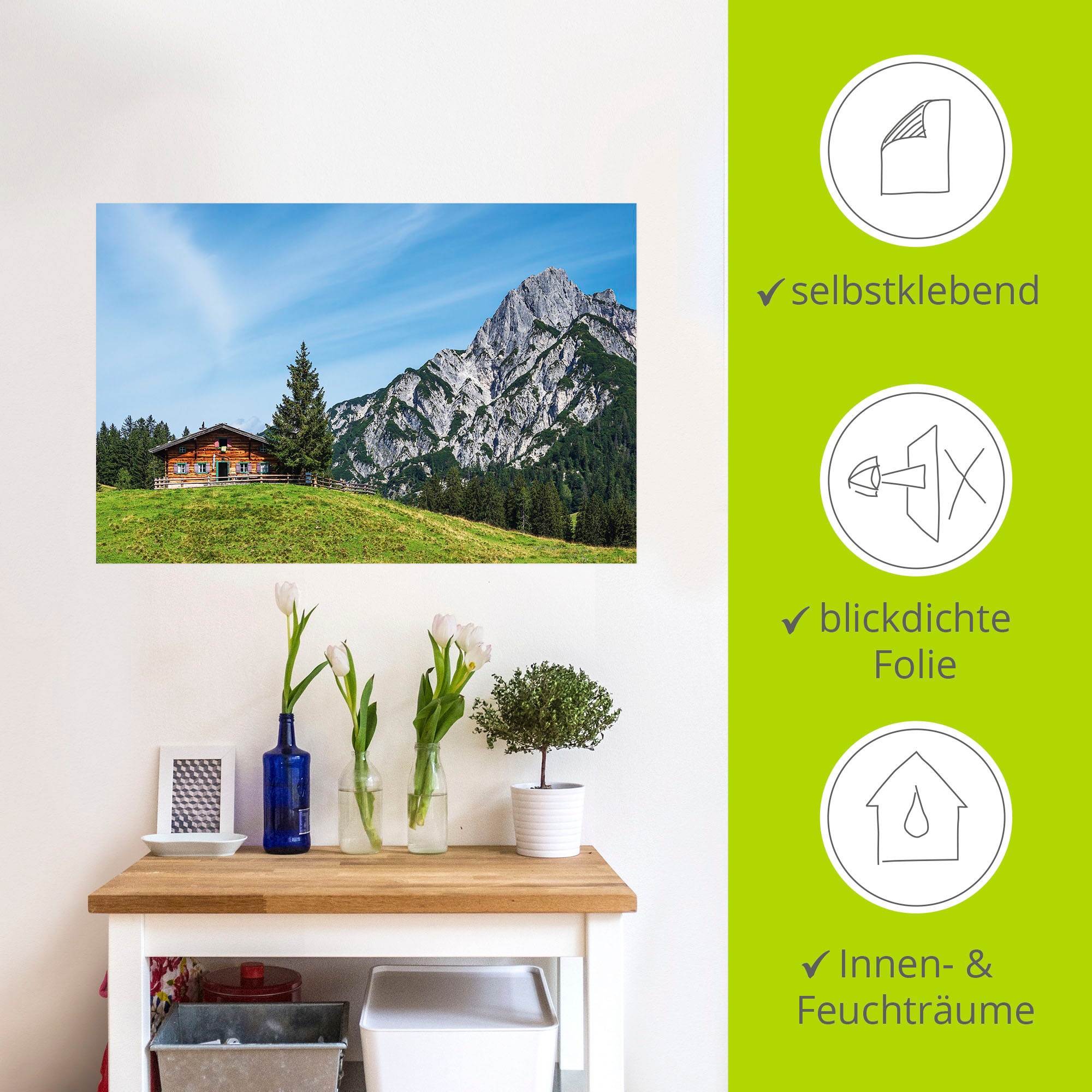 Artland Wandbild »Blick auf die Litzlalm in Österreich«, Berge & Alpenbilder, (1 St.), als Alubild, Leinwandbild, Wandaufkleber oder Poster in versch. Größen