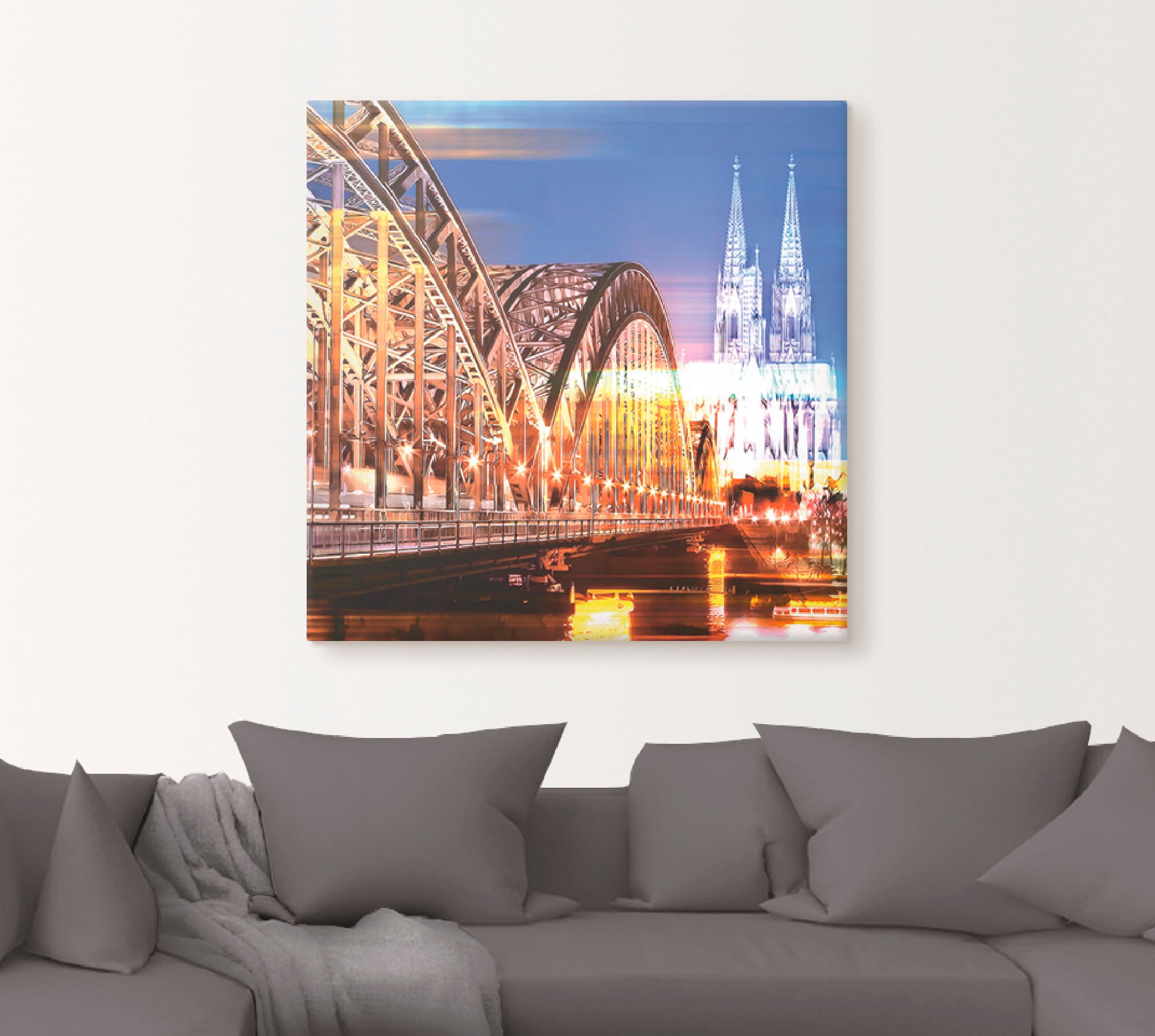 Artland Wandbild »Köln Skyline Abstrakte Collage 10«, Brücken, (1 St.), als Leinwandbild, Wandaufkleber oder Poster in versch. Größen