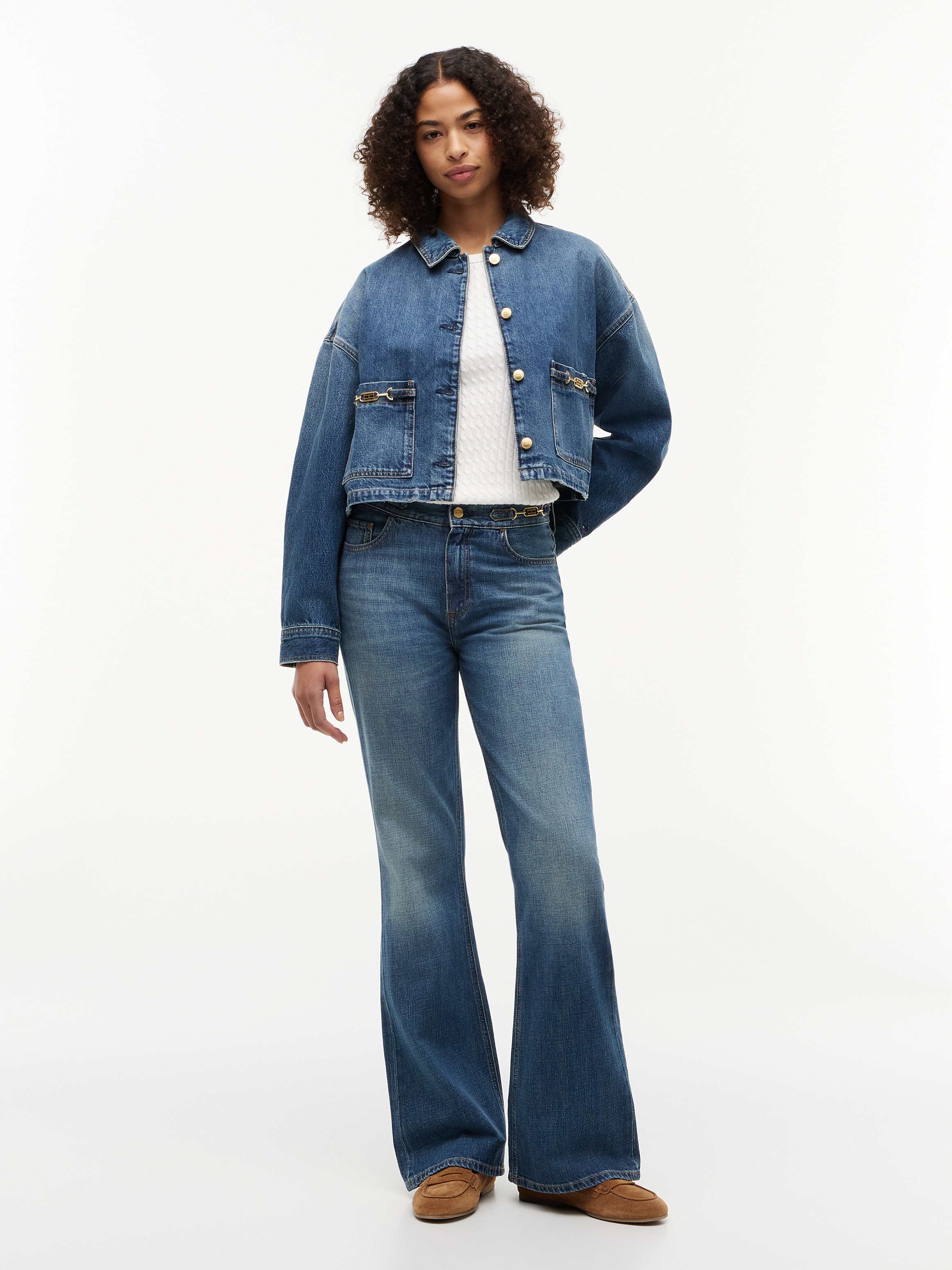 Tommy Hilfiger »CROPPED JACKET CAM MID« ohne Kapuze aus Baumwolle, verkürzte Form