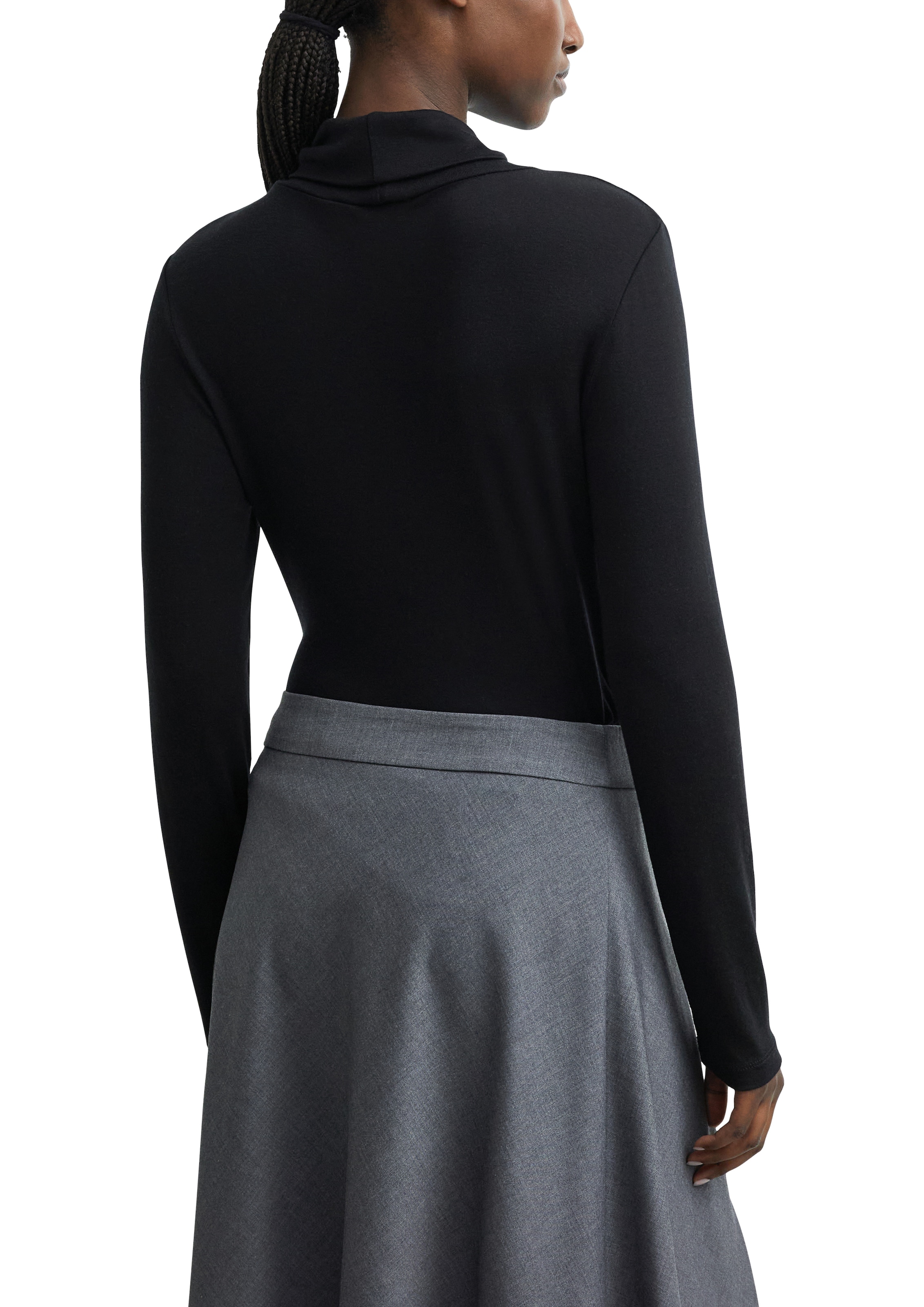 Comma Rollkragenshirt unifarben mit Wolle und Stretch