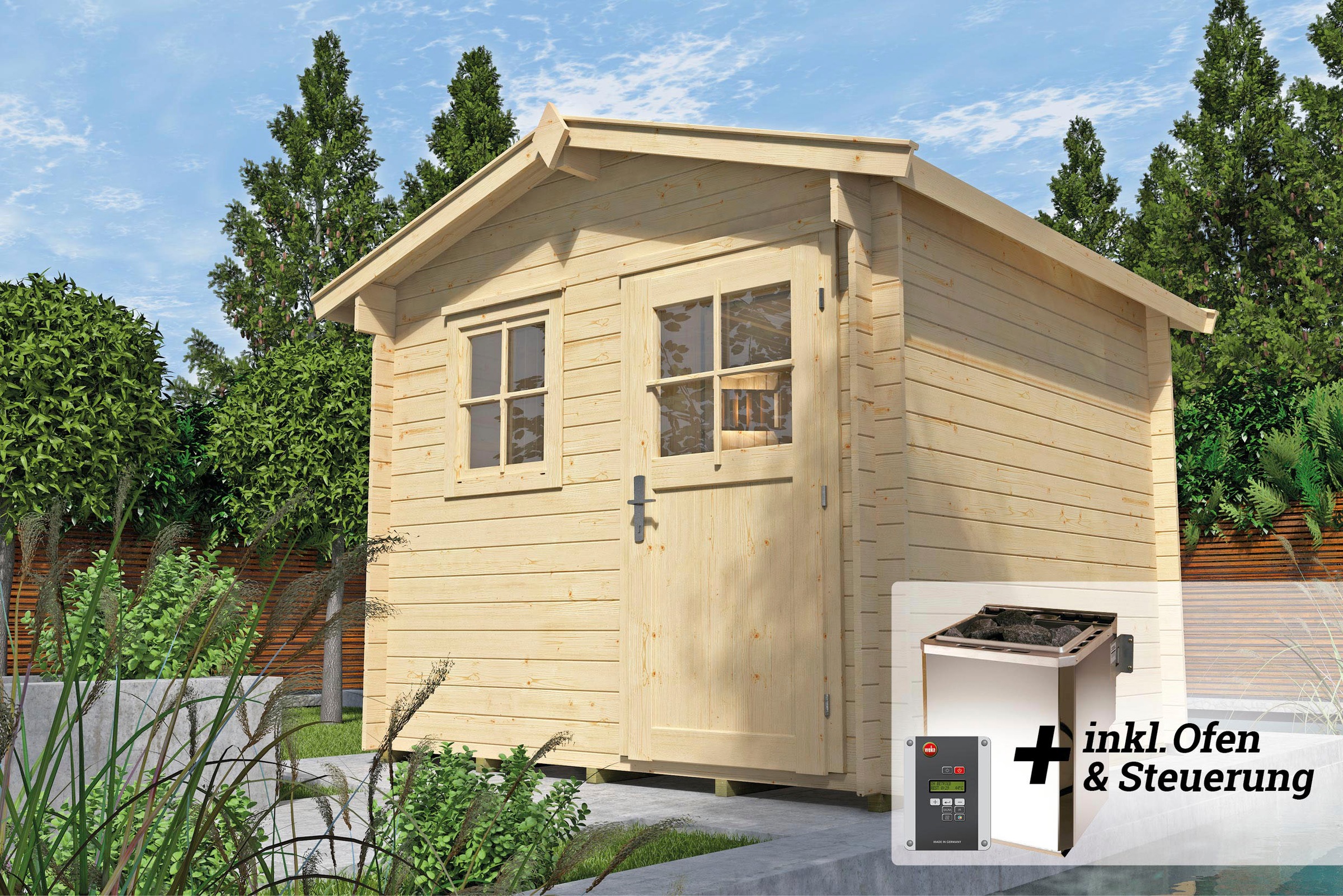 weka Saunahaus »Mikkeli«, 7,5 kW Bio-Ofen mit digitaler Steuerung