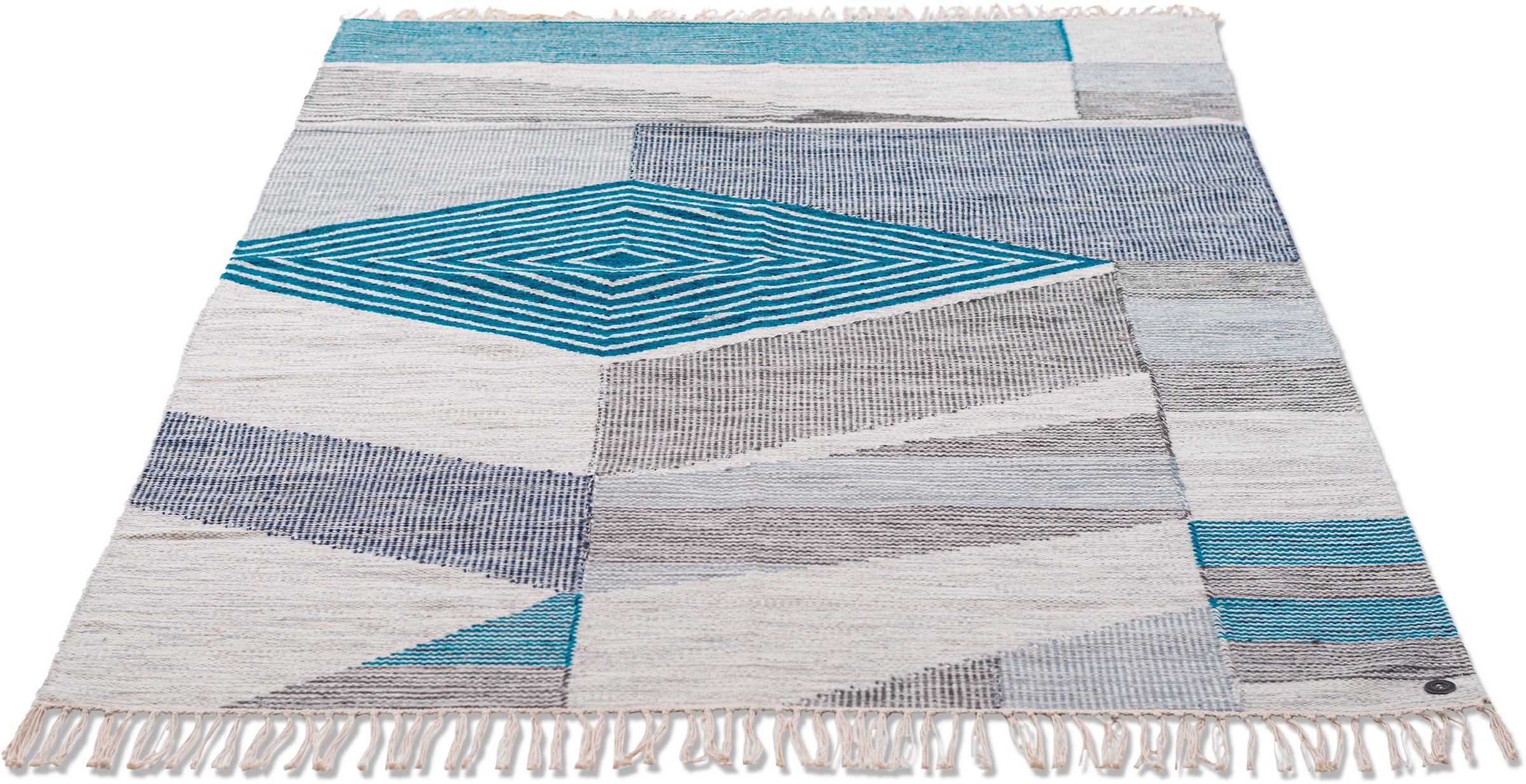 Teppich »Modern Kelim«, rechteckig, handgewebt, mit Fransen, Boho-Style