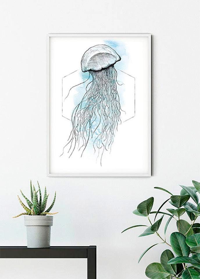 Komar Poster »Jellyfish Watercolor«, Tiere, (1 St.), Kinderzimmer, Schlafzimmer, Wohnzimmer