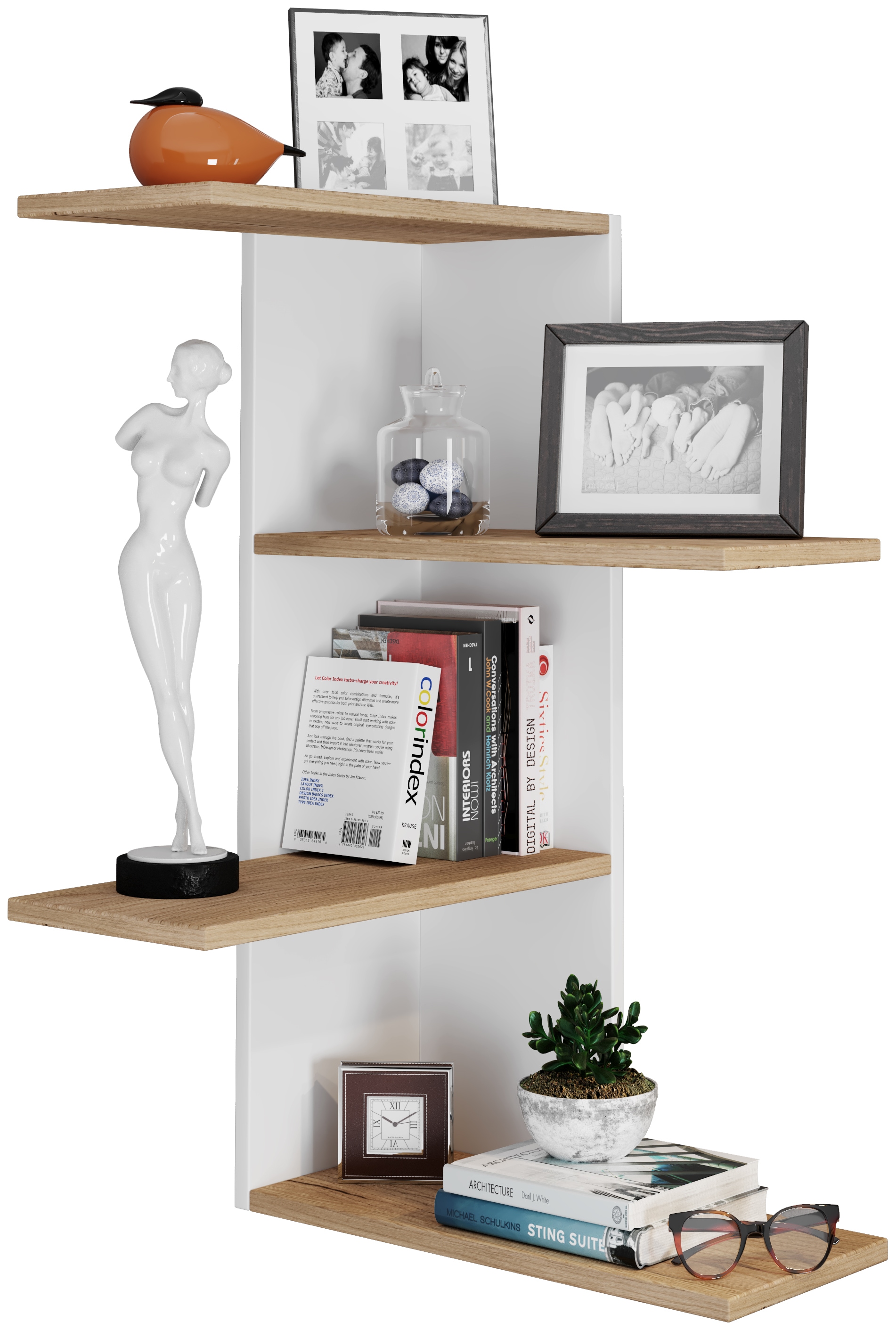 VCM Wandregal »VCM Holzregal hängend | platzsparendes Regal | Maße: H. 77 x B. 45 x T. 45 cm | Elegantes Regal hängend | Aufbewahrungsregal | Bücherregal | Wandboard - Regal Balos«