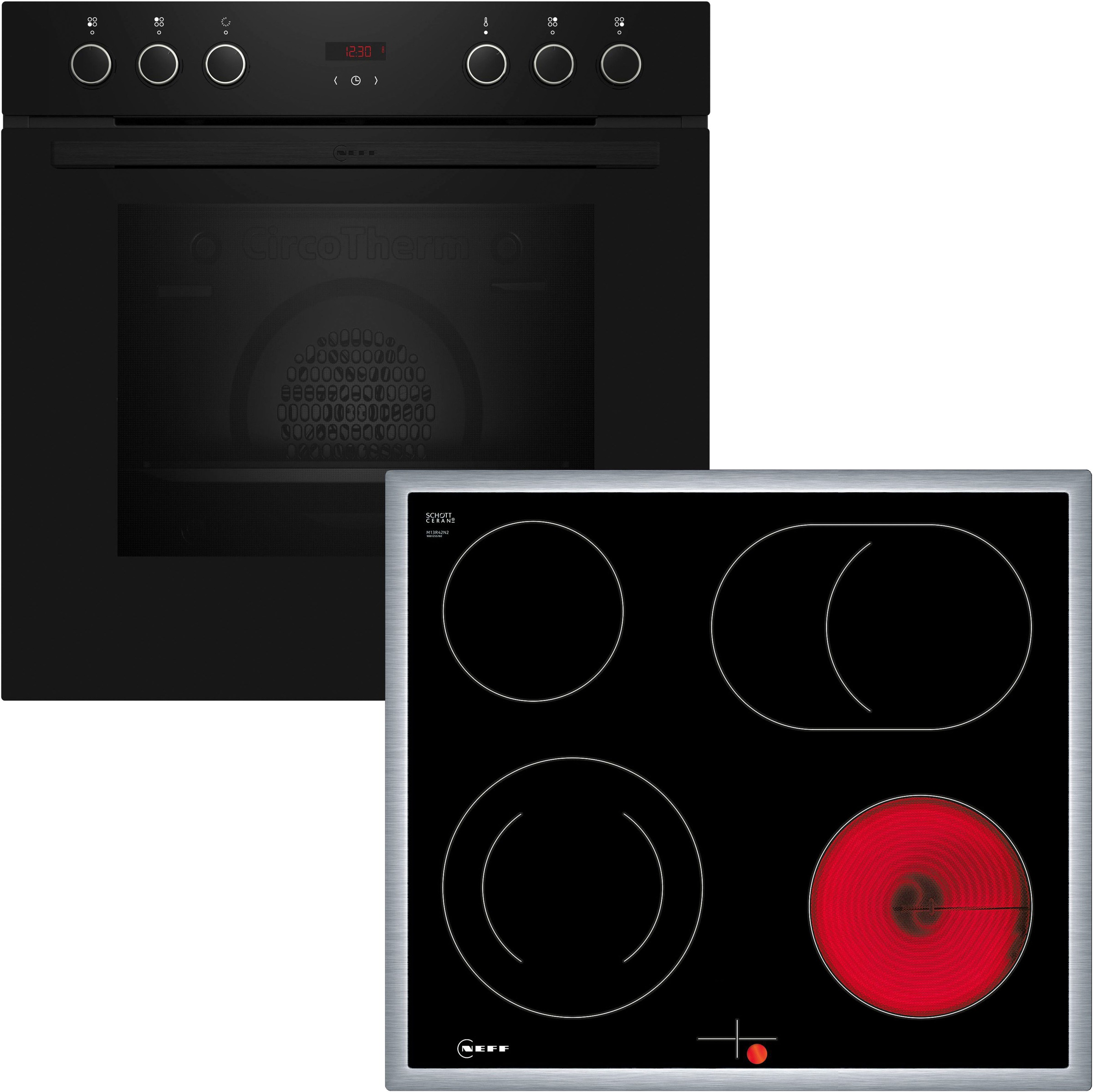 Neff Elektro-Herd-Set N 30 »E1CCD2AK0« mit Teleskopauszug nachrüstbar EasyClean in schwarz