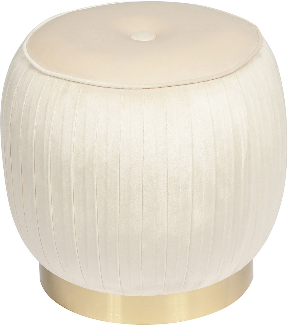 Kayoom Polsterhocker »Hocker Lyla 125, Edler Touch durch goldenen Sockel, Samtbezug«, (1 St.), samtweich, gesteppte Ziernaht, Edelstahlsockel, Hochwertiger Samtbezug