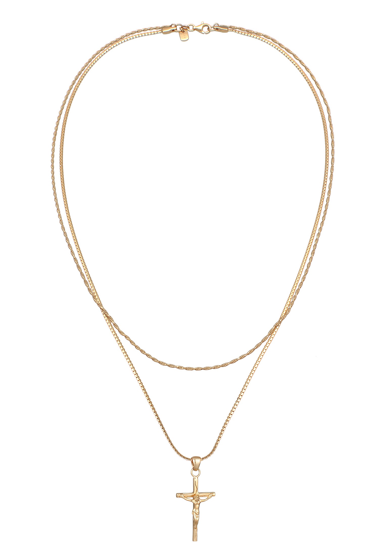 Kuzzoi Silberkette »Halskette Layer Kreuz Kordelkette 925 Silber«