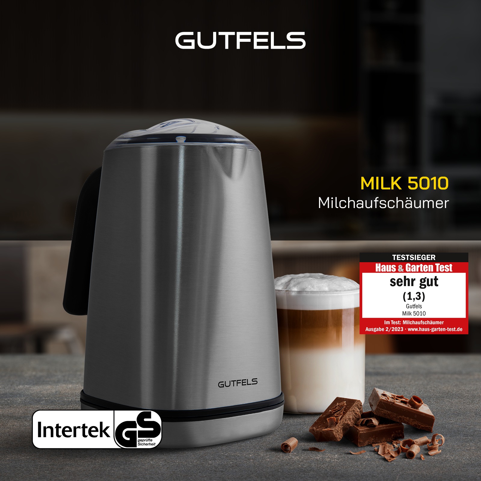 Gutfels Milchaufschäumer »MILK 5010«, 500 W, 350 ml Edelstahlbehälter