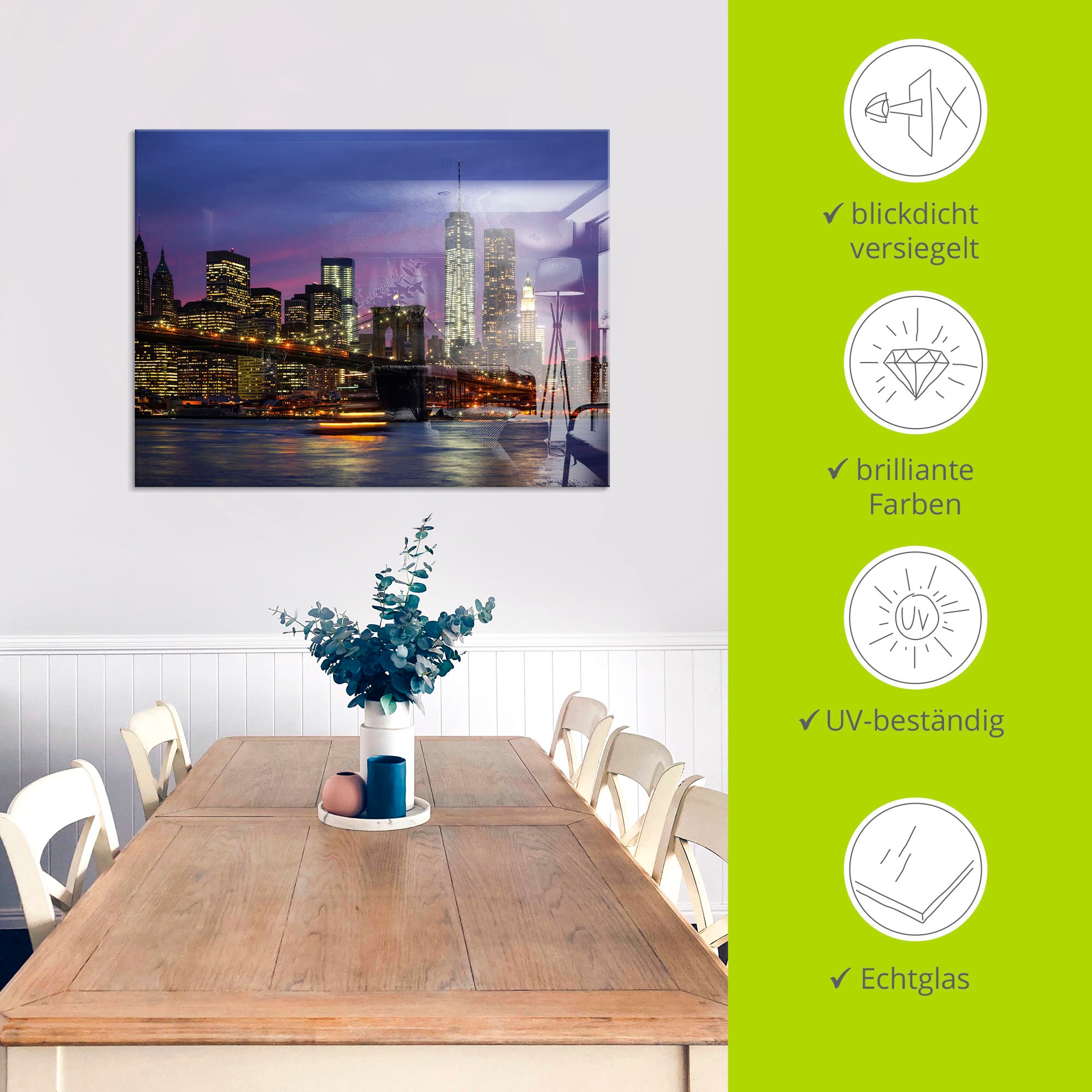 Artland Glasbild »Brooklyn Bridge« Amerika 1 Stk. tlg. in verschiedenen Größen