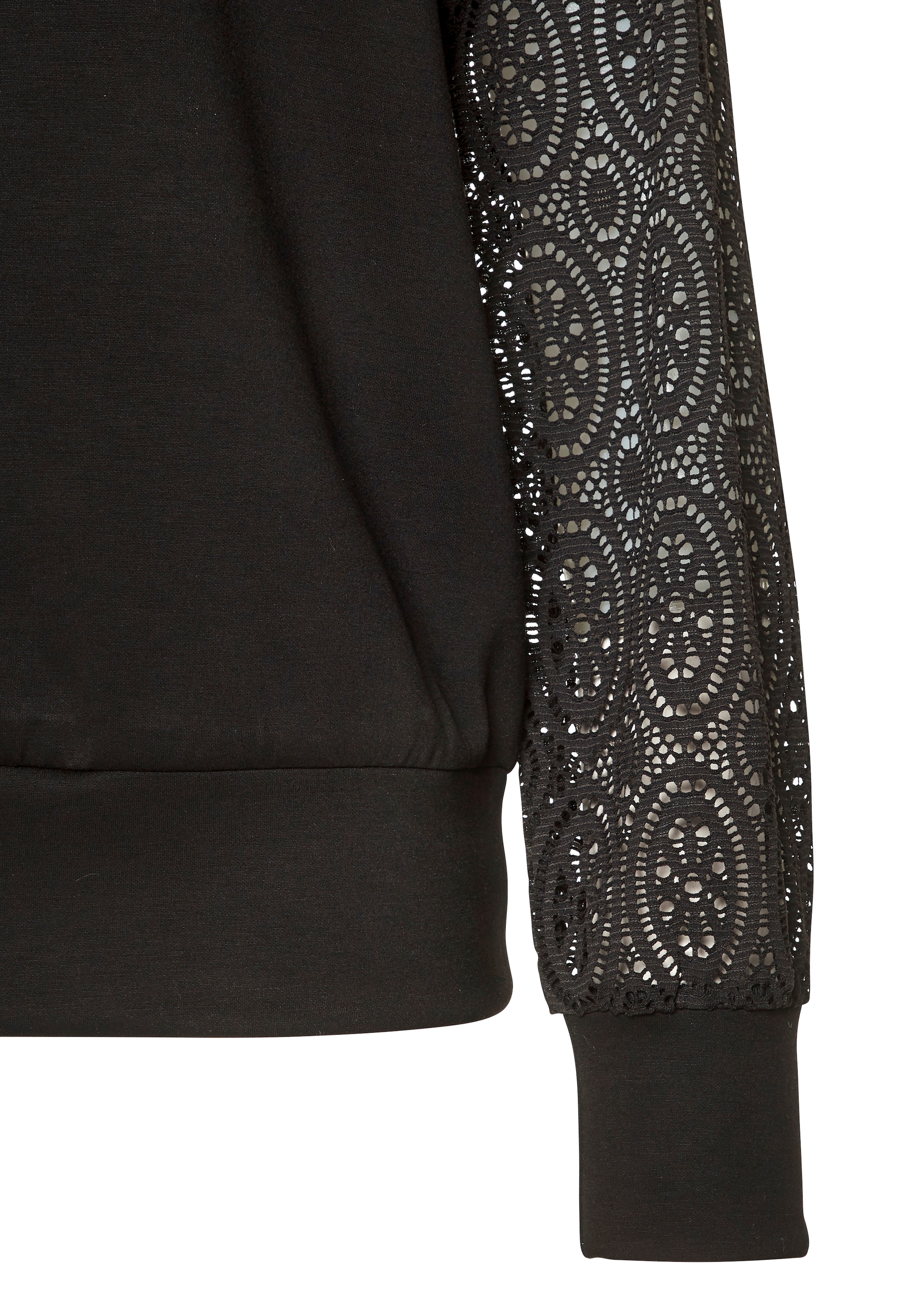 LASCANA Kapuzensweatshirt , mit Ärmeln aus elastischer Spitze
