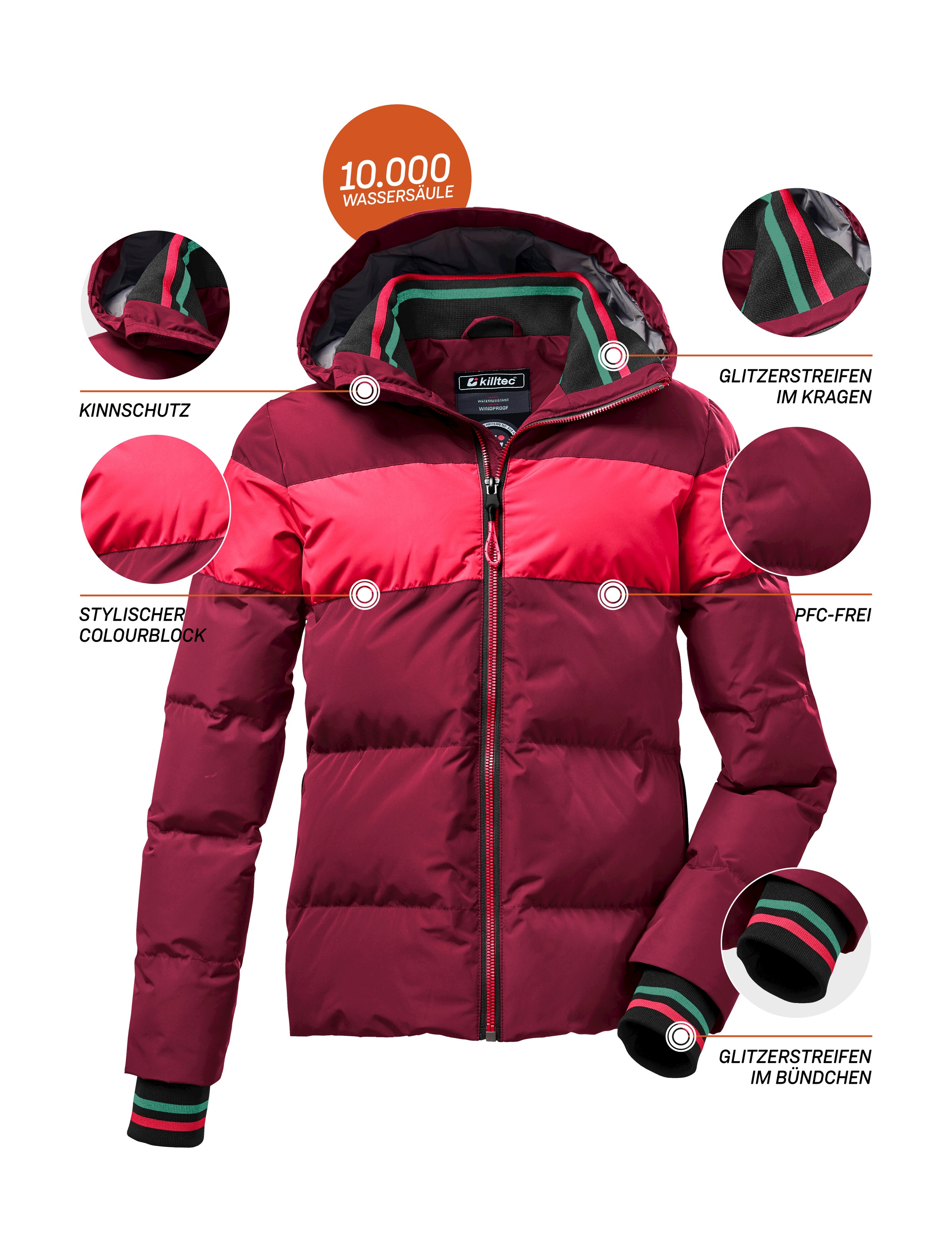 Killtec Steppjacke »KOW 192 GRLS QLTD JCKT«, Atmungsaktive, wasserabweisende Winterjacke mit 10.000 mm Wassersäule