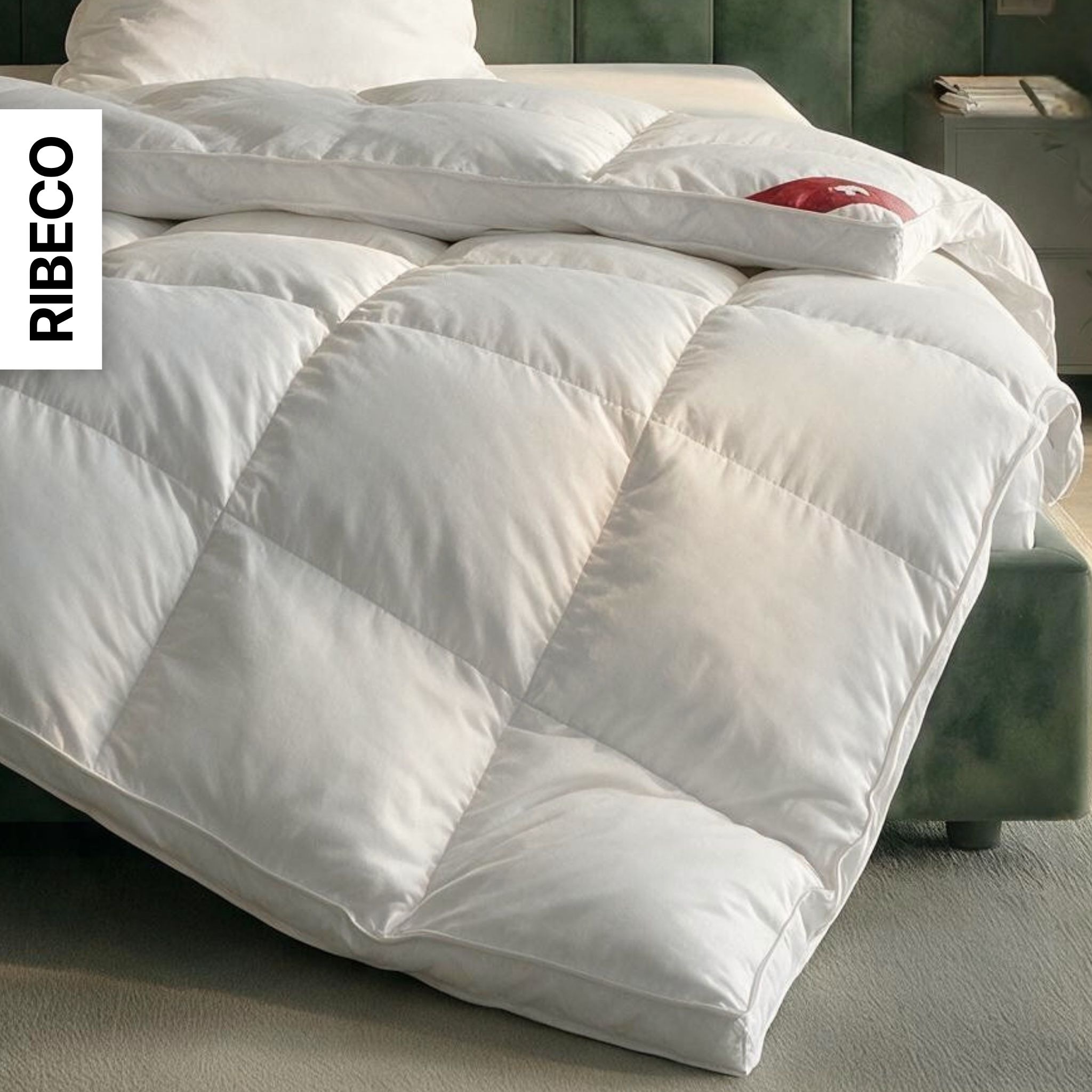 RIBECO Federbettdecke »Bettdecke extra prall in 135x200 und 155x220cm Topseller,« extrawarm Füllung 100% Federn 1 Stk. tlg. Bettdecke, extra warm, Made in Germany, mit gratis 80x80 cm Kissen
