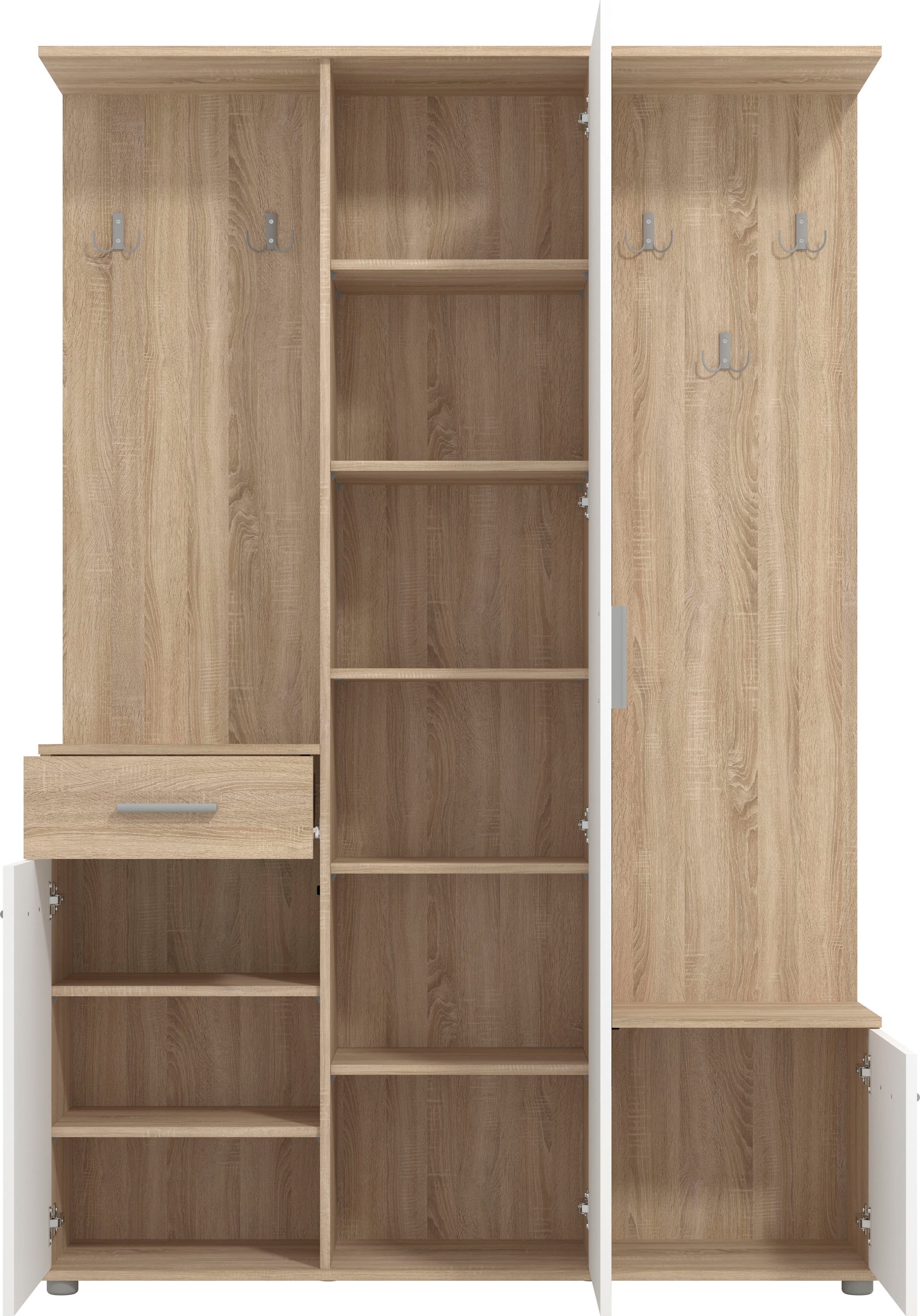 INOSIGN Kompaktgarderobe »Martin Flurgarderobe, Dielenschrank, Flurmöbel, Breite 134 cm«, Schuhschrank, mit Spiegel, in modernen Farben, mit 10 Haken