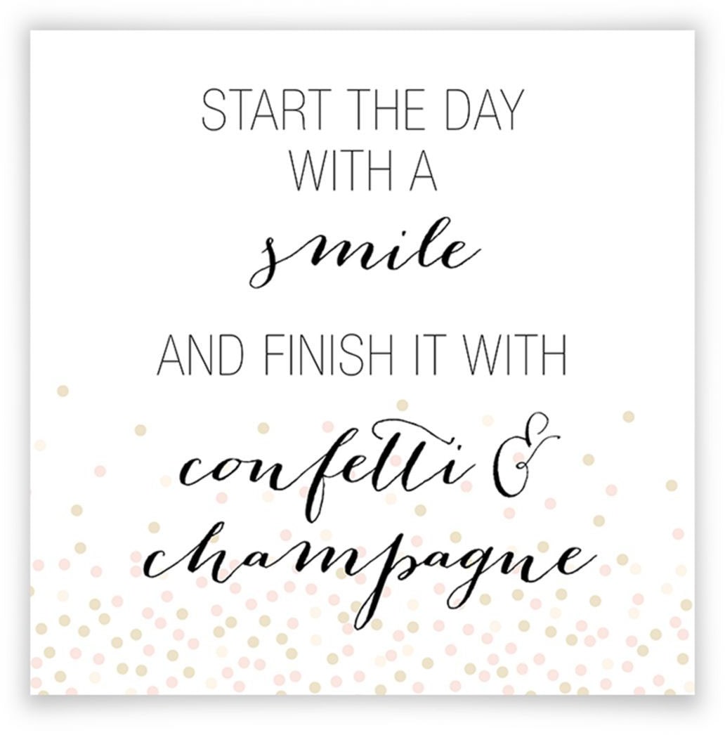 Poster »Start the day with a smile«, Schriftzug, (1 St.), Poster ohne Bilderrahmen