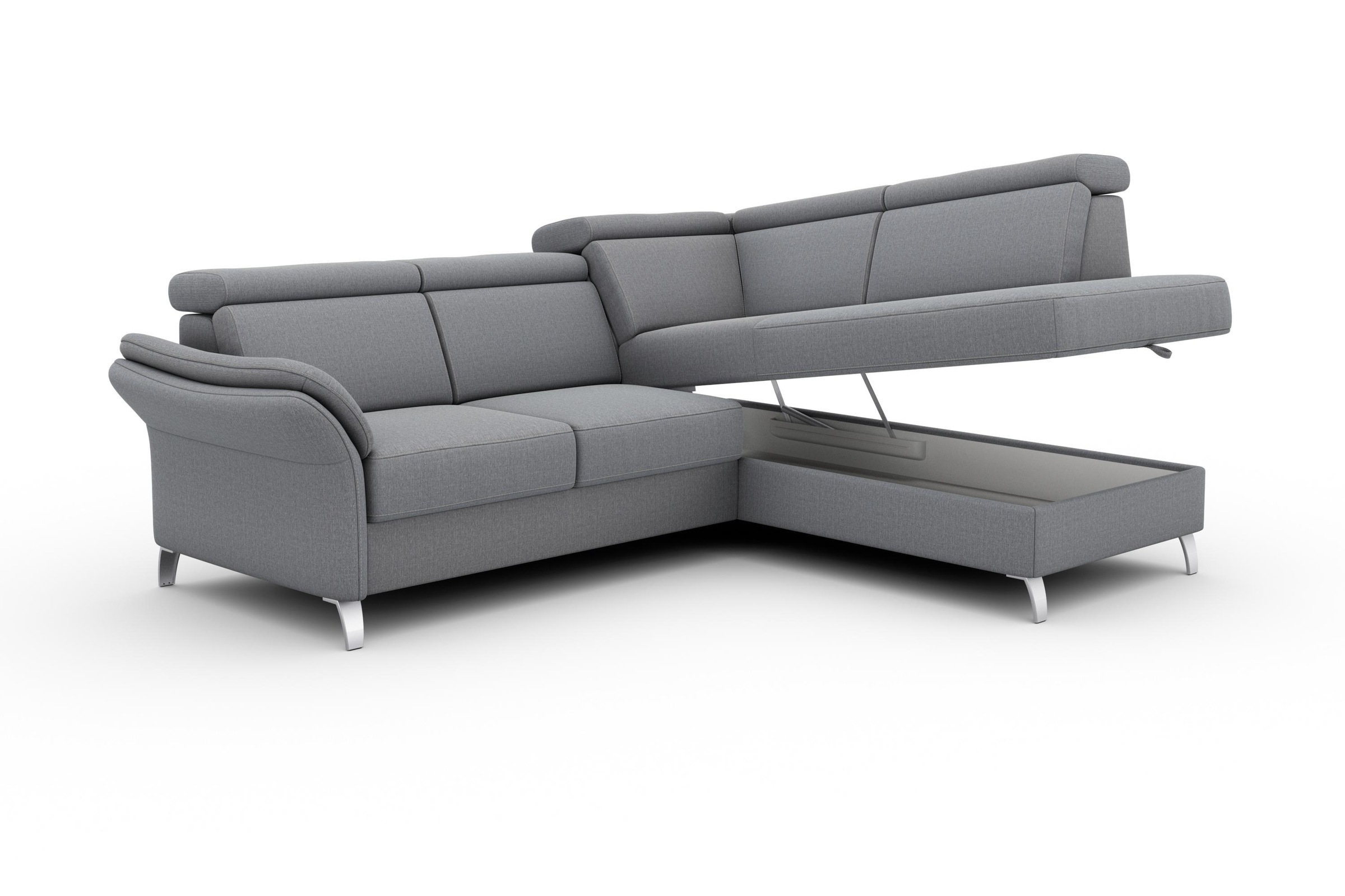 sit&more Ecksofa »Vincenzo L-Form«, inklusive Kopfteilverstellung, wahlweise mit Bettfunktion, Bettkasten
