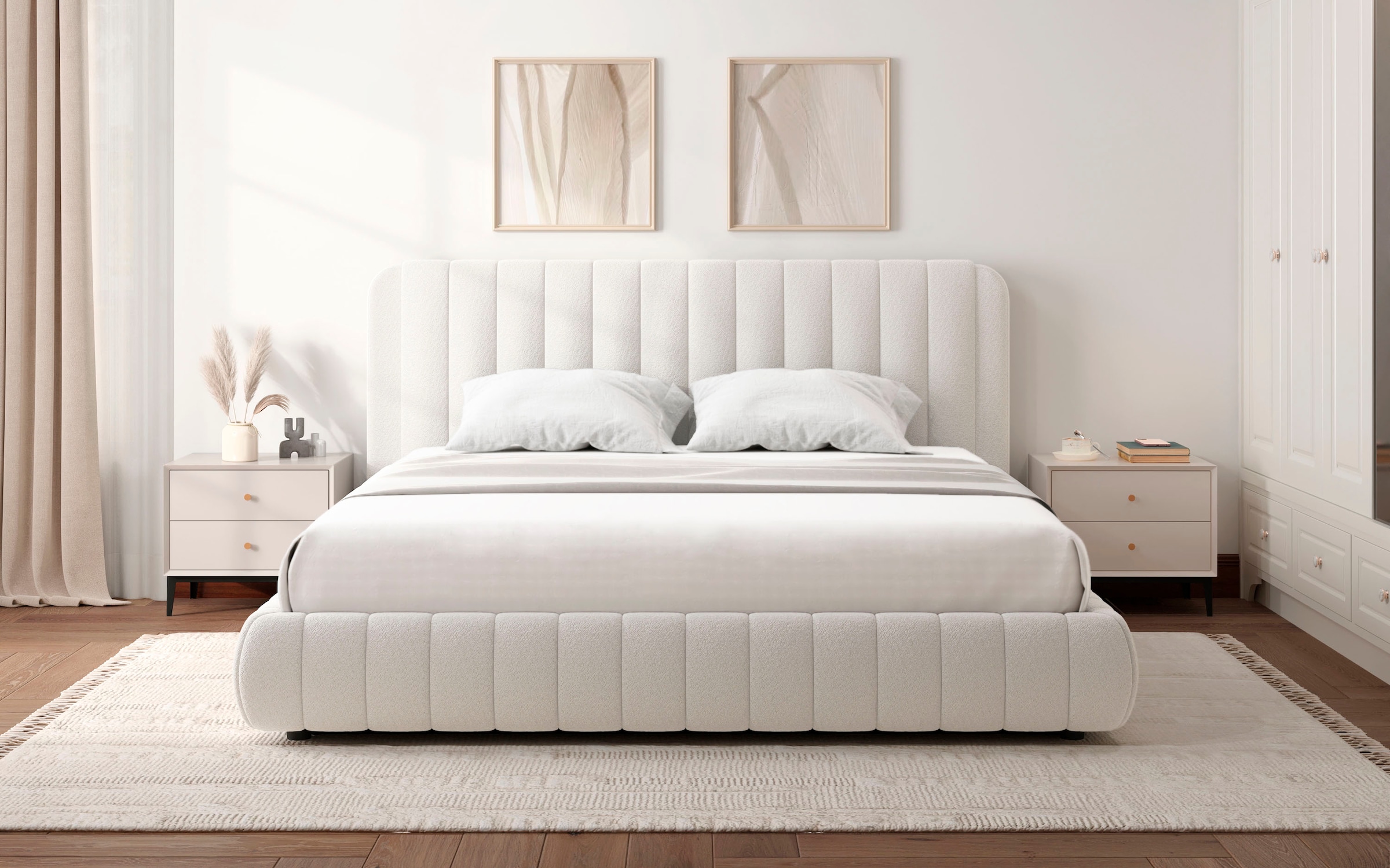 Home affaire Polsterbett »SELVAIR in der Breite 180cm, inkl. Lattenrost und Bettkasten« gepolstertes Kopfteil und Rahmen, Bezug im Chenillecharakter