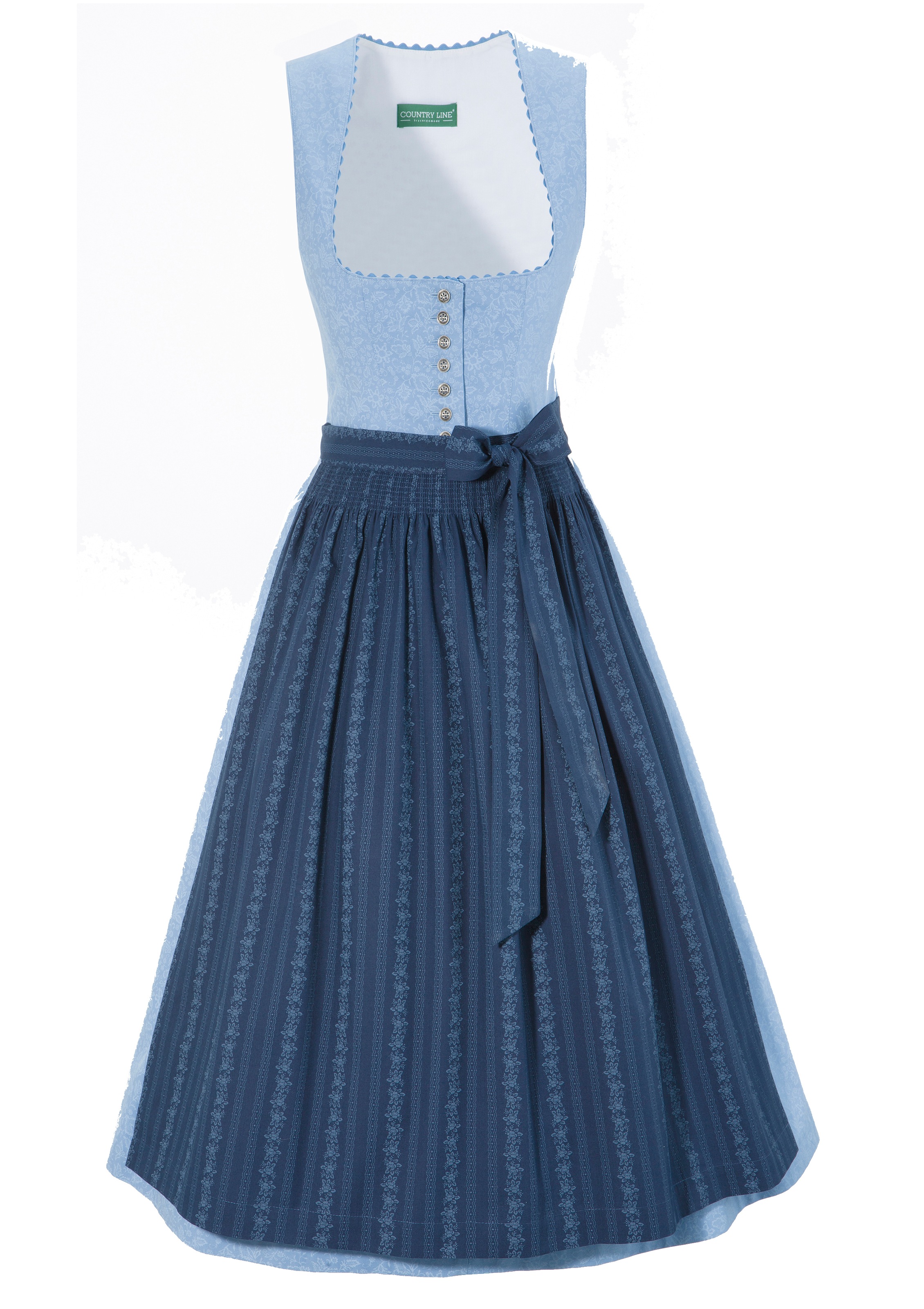 Country Line Dirndl, (2 tlg.), midi mit zartem Bortenbesatz