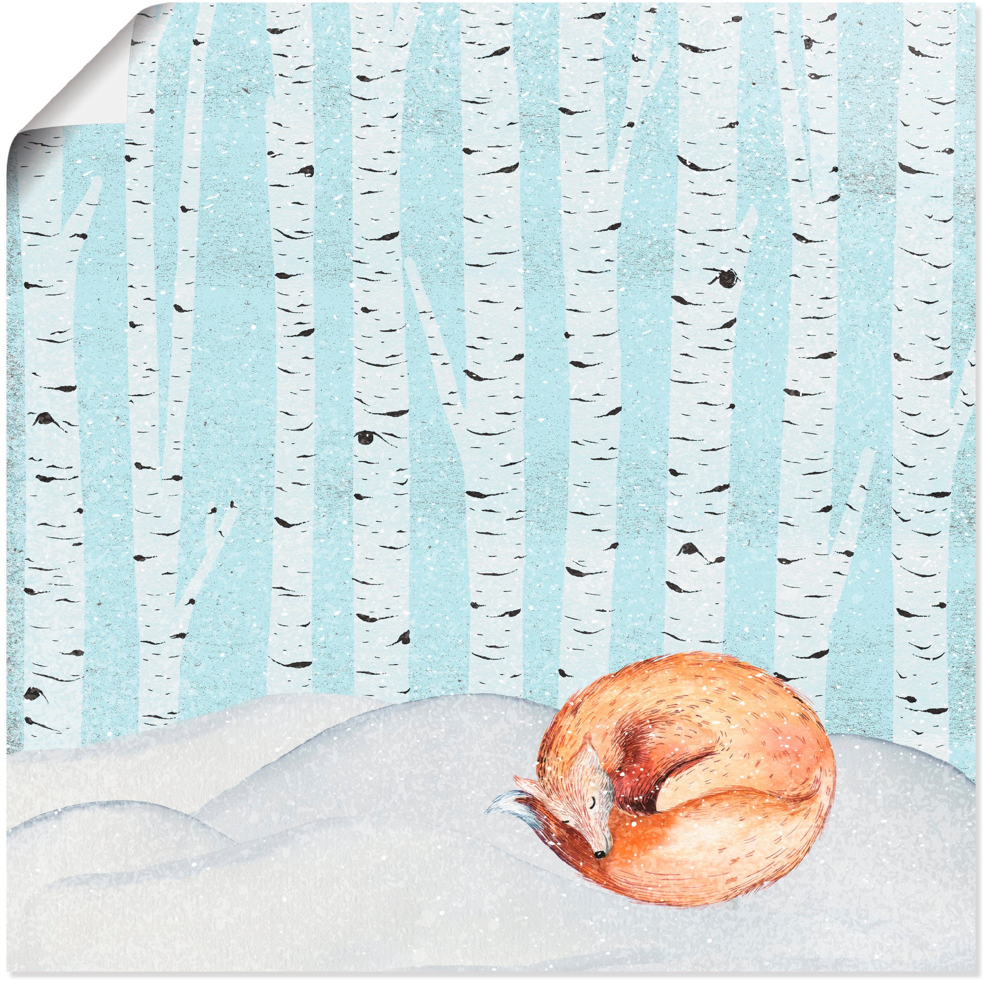 Artland Wandbild »Winter Wunderland Schlafender Fuchs«, Tiere, (1 St.), in vielen Größen & Produktarten - Alubild / Outdoorbild für den Außenbereich, Leinwandbild, Poster, Wandaufkleber / Wandtattoo auch für Badezimmer geeignet