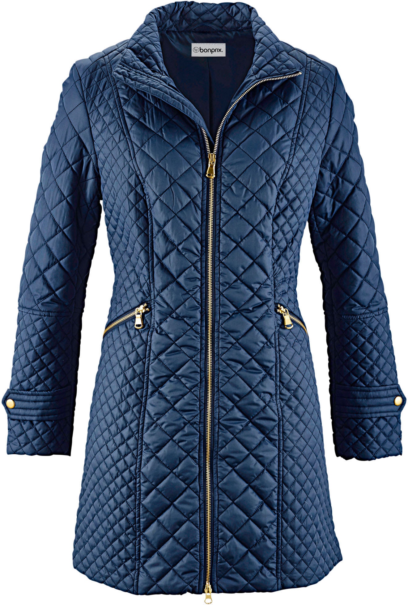 bonprix Steppmantel aus Polyester, figurumspielende Passform, mit Stehkragen, unifarben