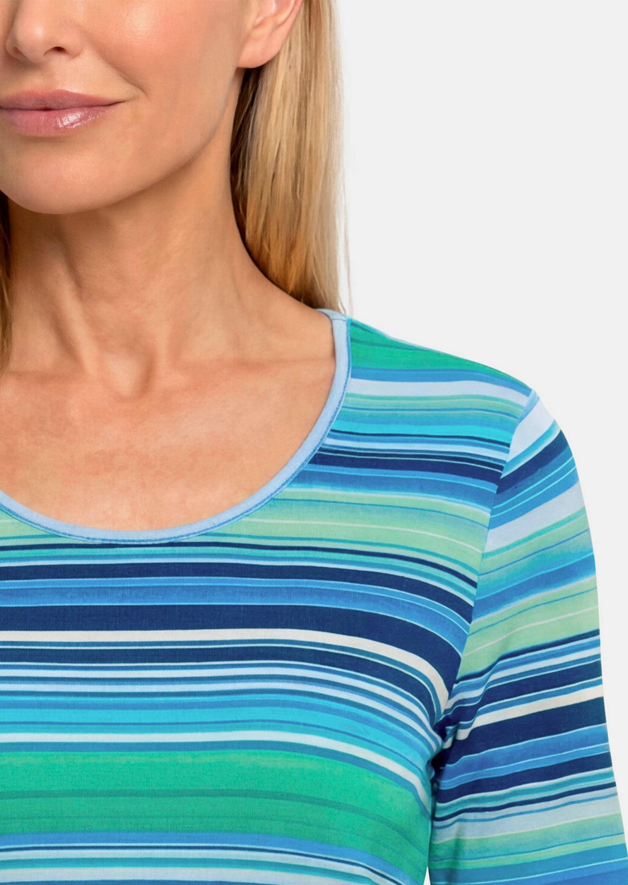 GOLDNER Kurzarmshirt »Viskoseshirt mit frischem Streifenmuster« stretchbequemer Viskosejersey