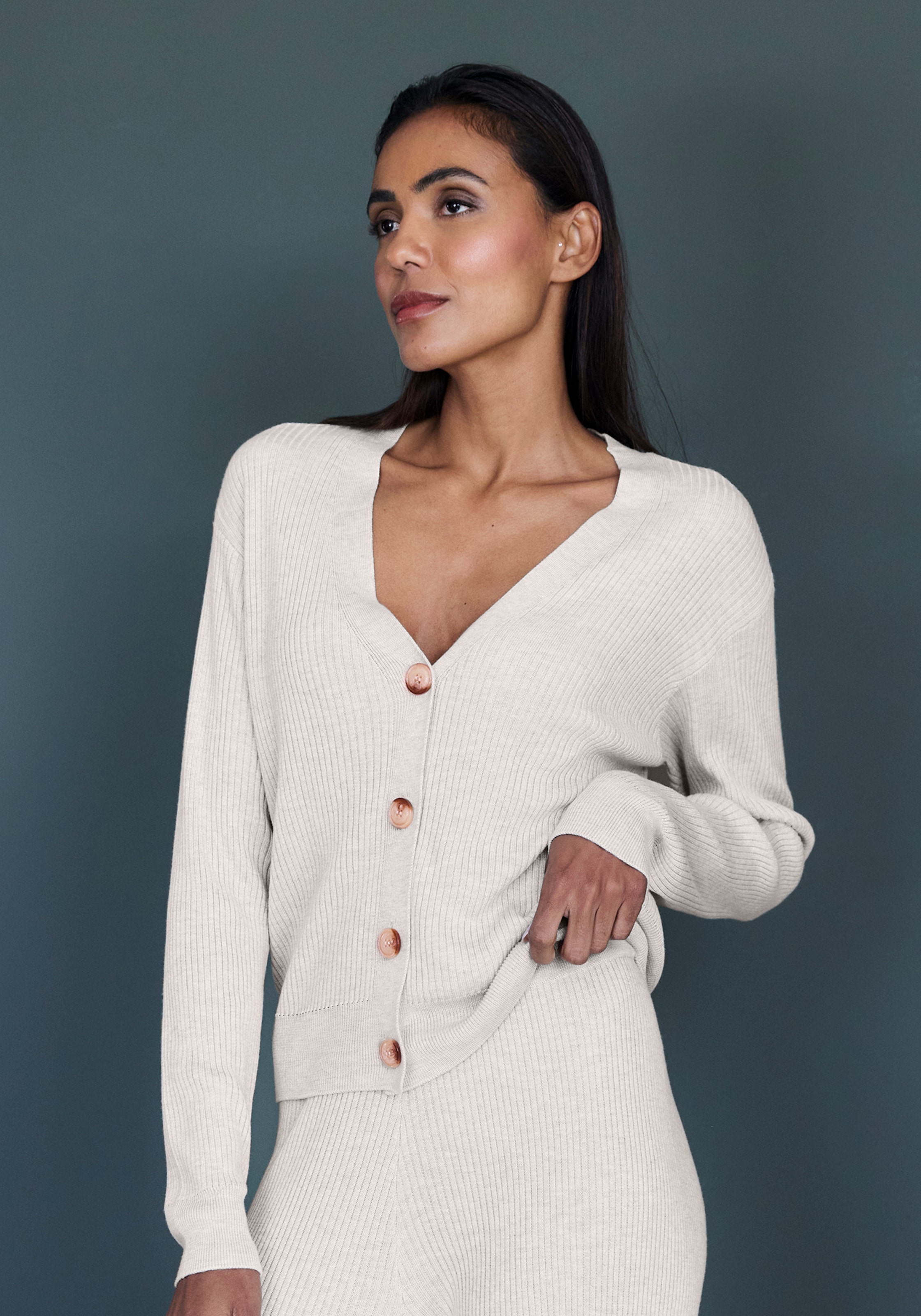 French Connection Cardigan »- Loungejacke - Strickjacke« Weiche Ripp-Qualität, Home- und Loungewear