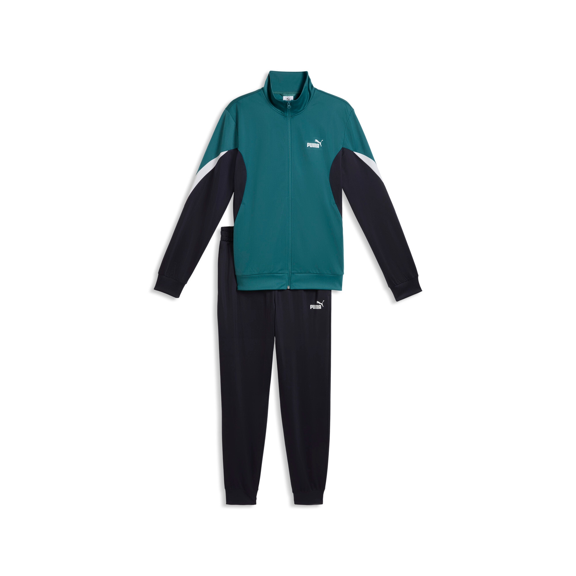 PUMA Trainingsanzug »ESS BLOCK POLY SUIT« 2 tlg. ohne Kapuze, Regular Fit, pflegeleicht