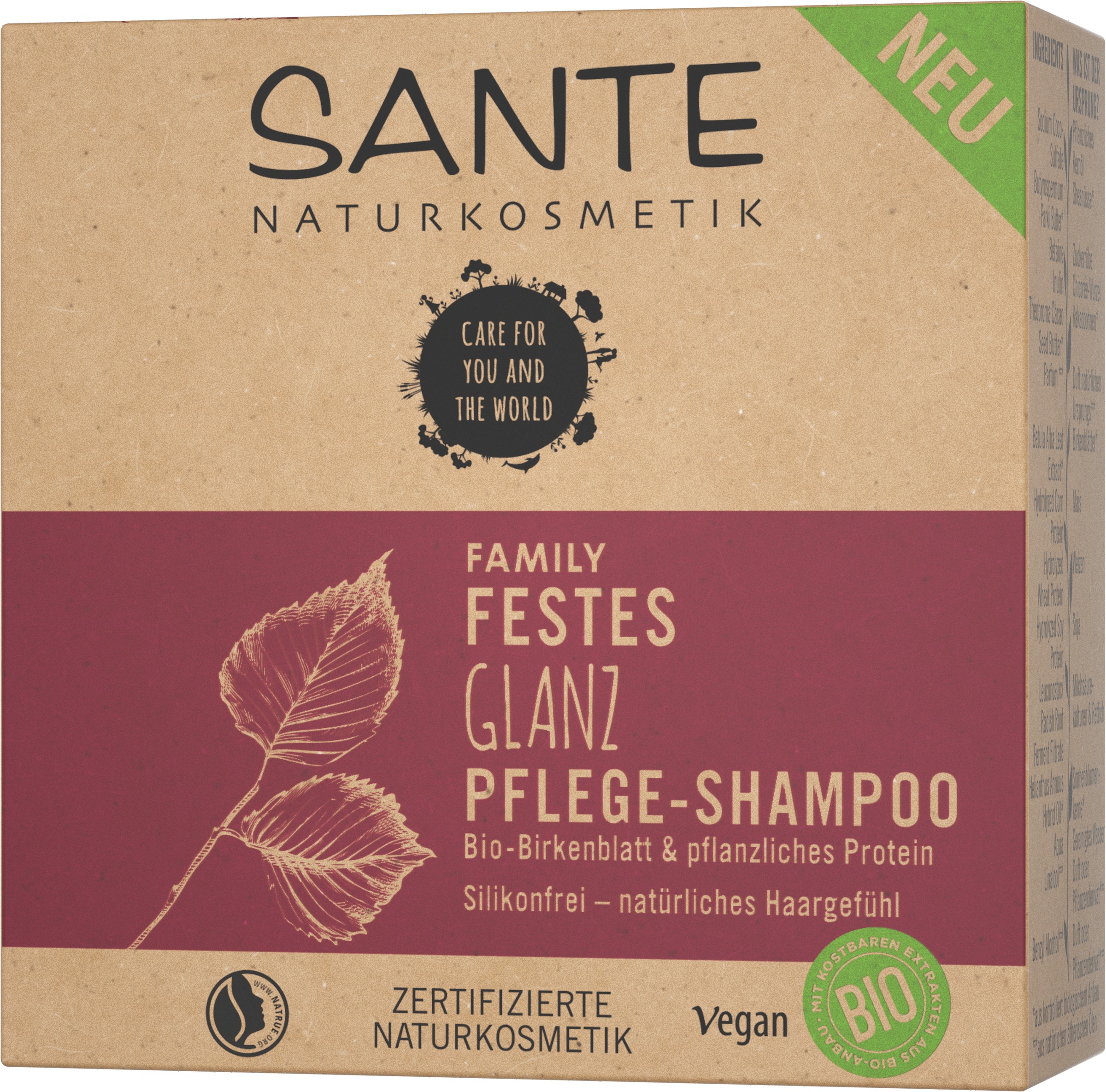 SANTE Festes Haarshampoo »FESTES GLANZ PFLEGE-SHAMPOO BIO-BIRKENBLATT« für alle Haartypen, mit Bio-Birkenblatt, ergiebiger Schaum