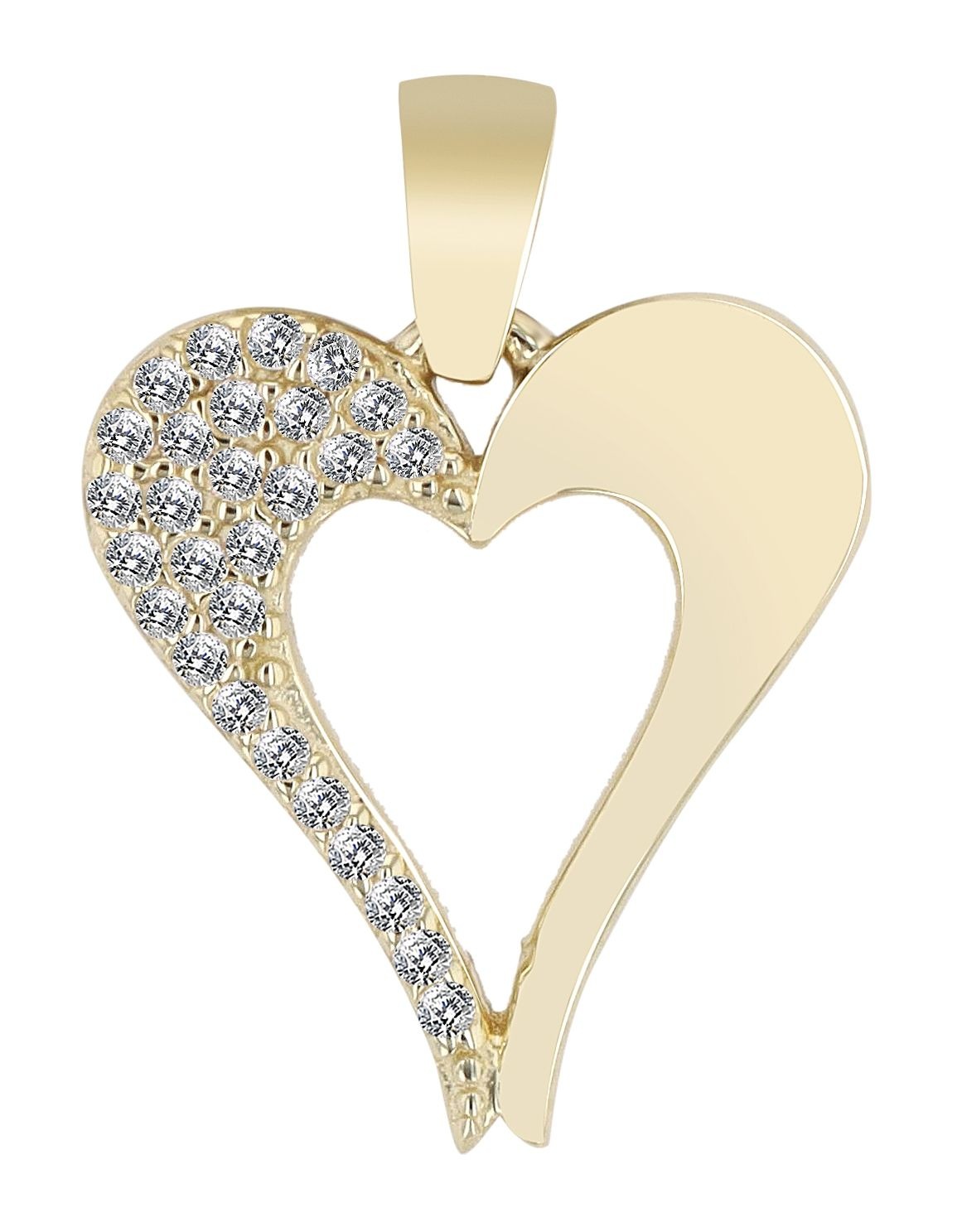 Adelia´s Herzanhänger »Damen Anhänger ¿ Herz Herzanhänger aus 333 Gold mit Zirkonia«