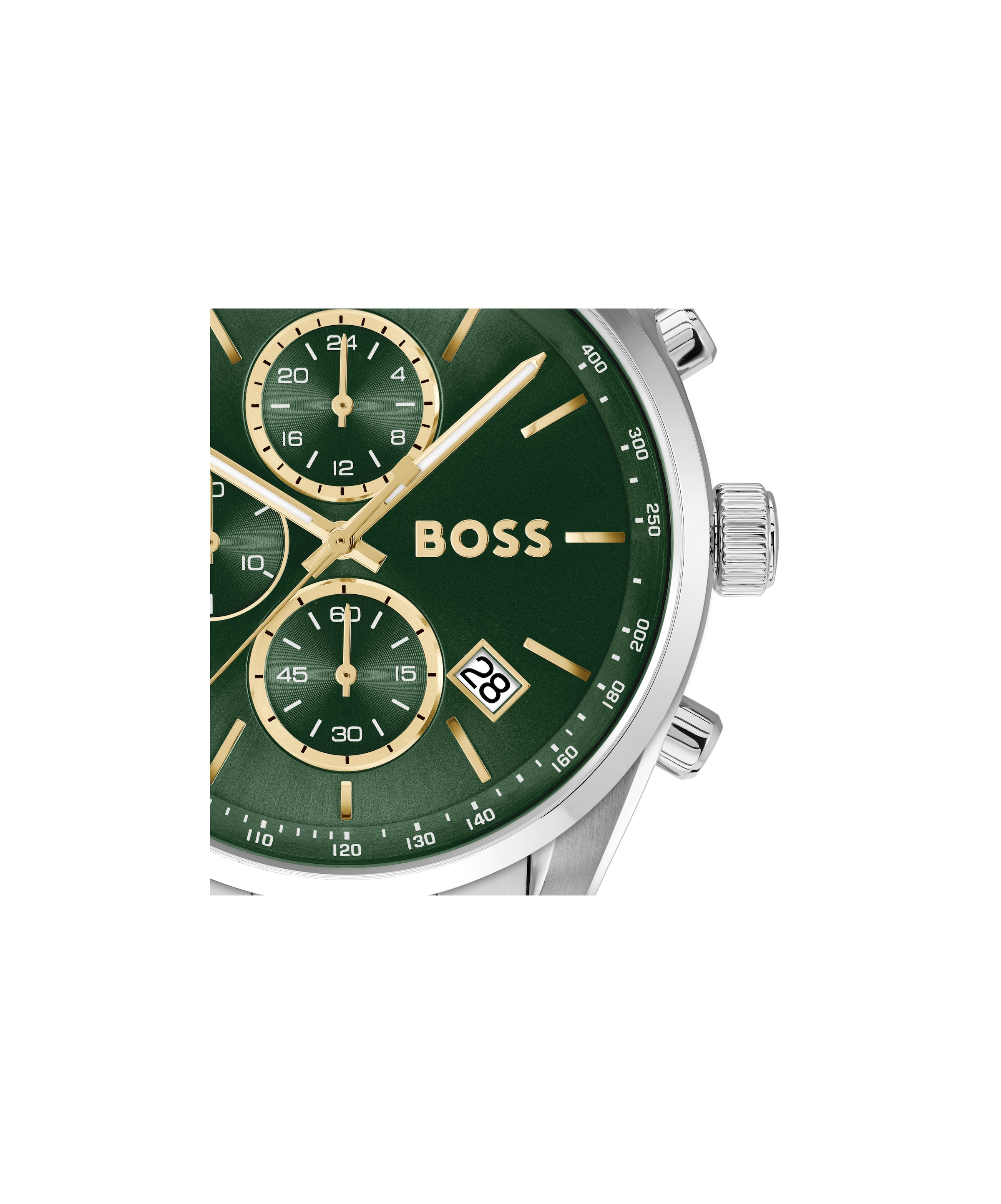 BOSS Quarzuhr »GRAND PRIX 44« Armbanduhr, Herrenuhr, Edelstahlarmband, analog, Tag, Stoppfunktion