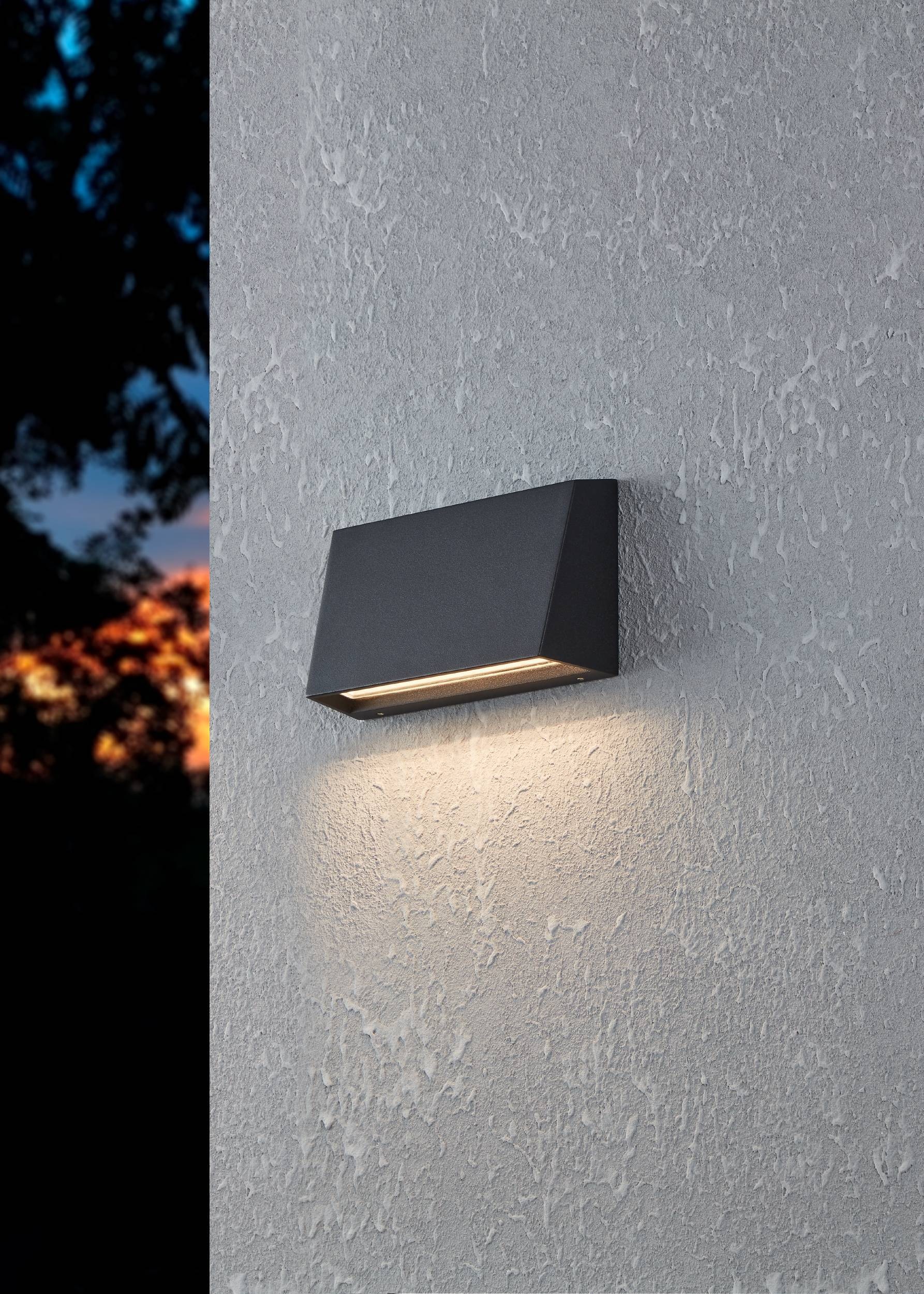 EGLO Wandleuchte »Spongano Wandlampe, Außenbeleuchtung, Aluminium und Glas, IP65, Lampe« LED-Modul 1 Stk. Kaltweiß | Neutralweiß | Warmweiß Wand-/Deckenleuchte - L20 x H12 x AL6 cm - schwarz - 1X9,5W inkl.